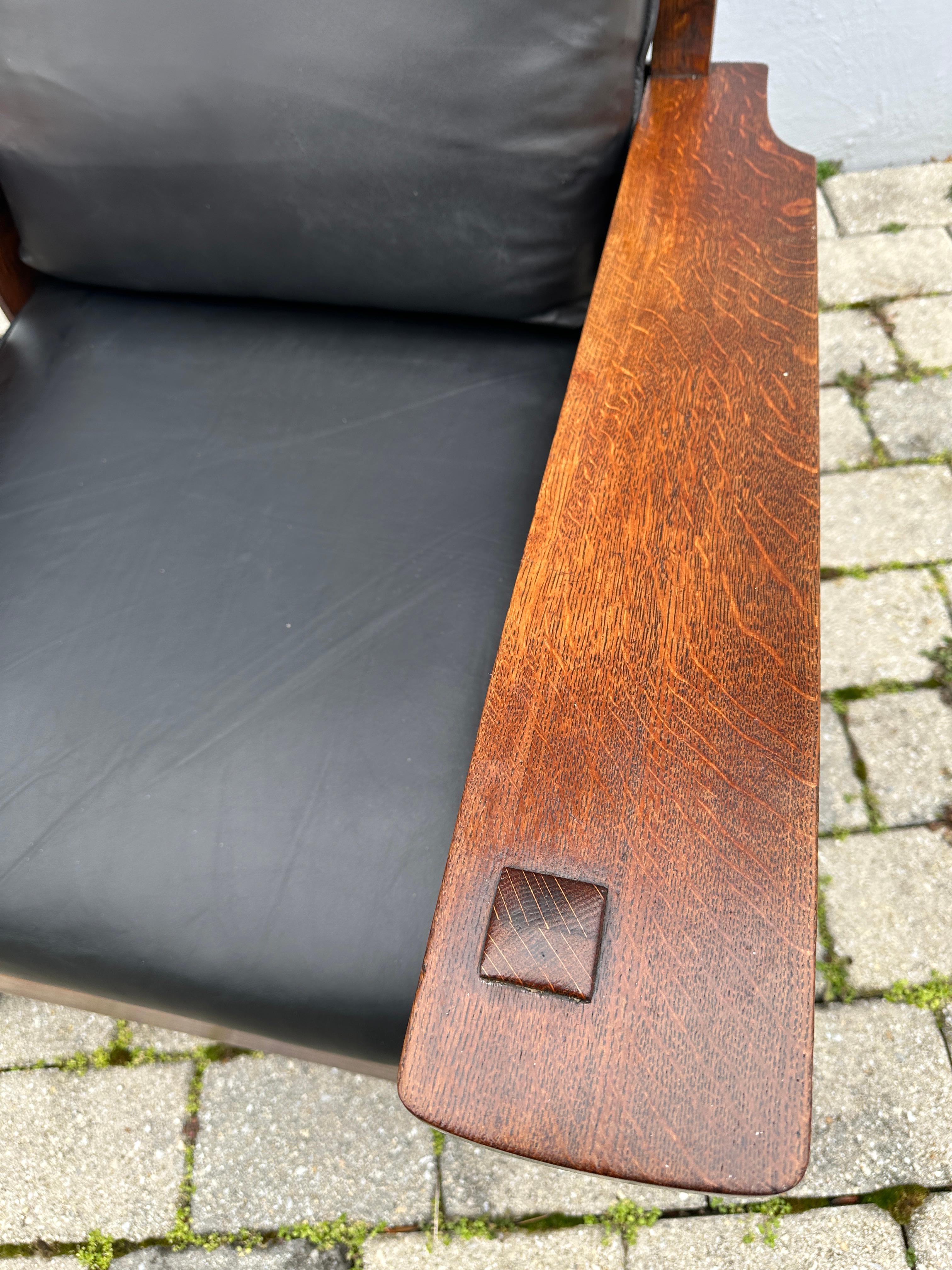 Antique SUPERB nice MASSIVE L&JG Stickley Chair with BENT ARM- W8090 5