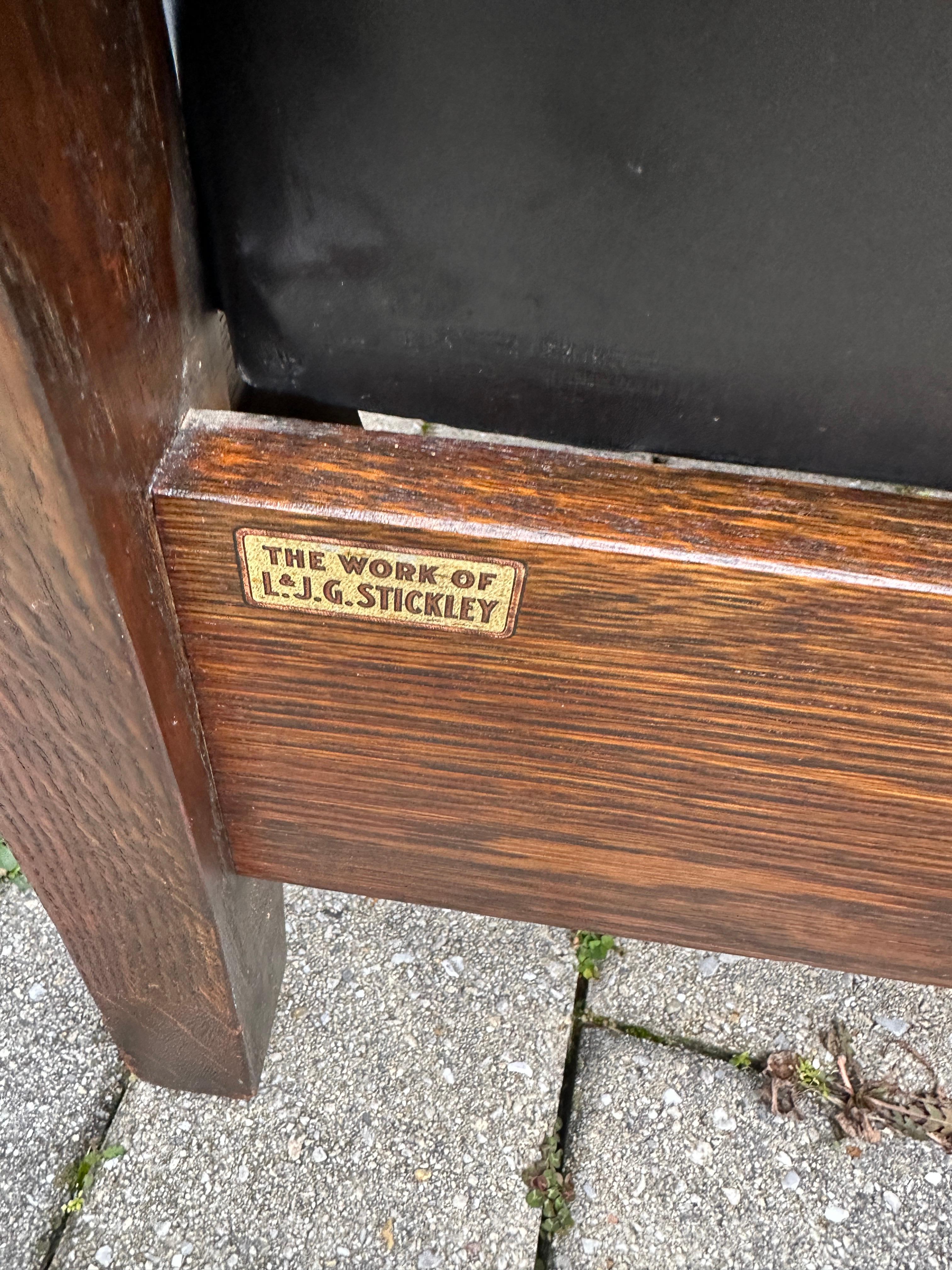 Antique SUPERB nice MASSIVE L&JG Stickley Chair with BENT ARM- W8090 7
