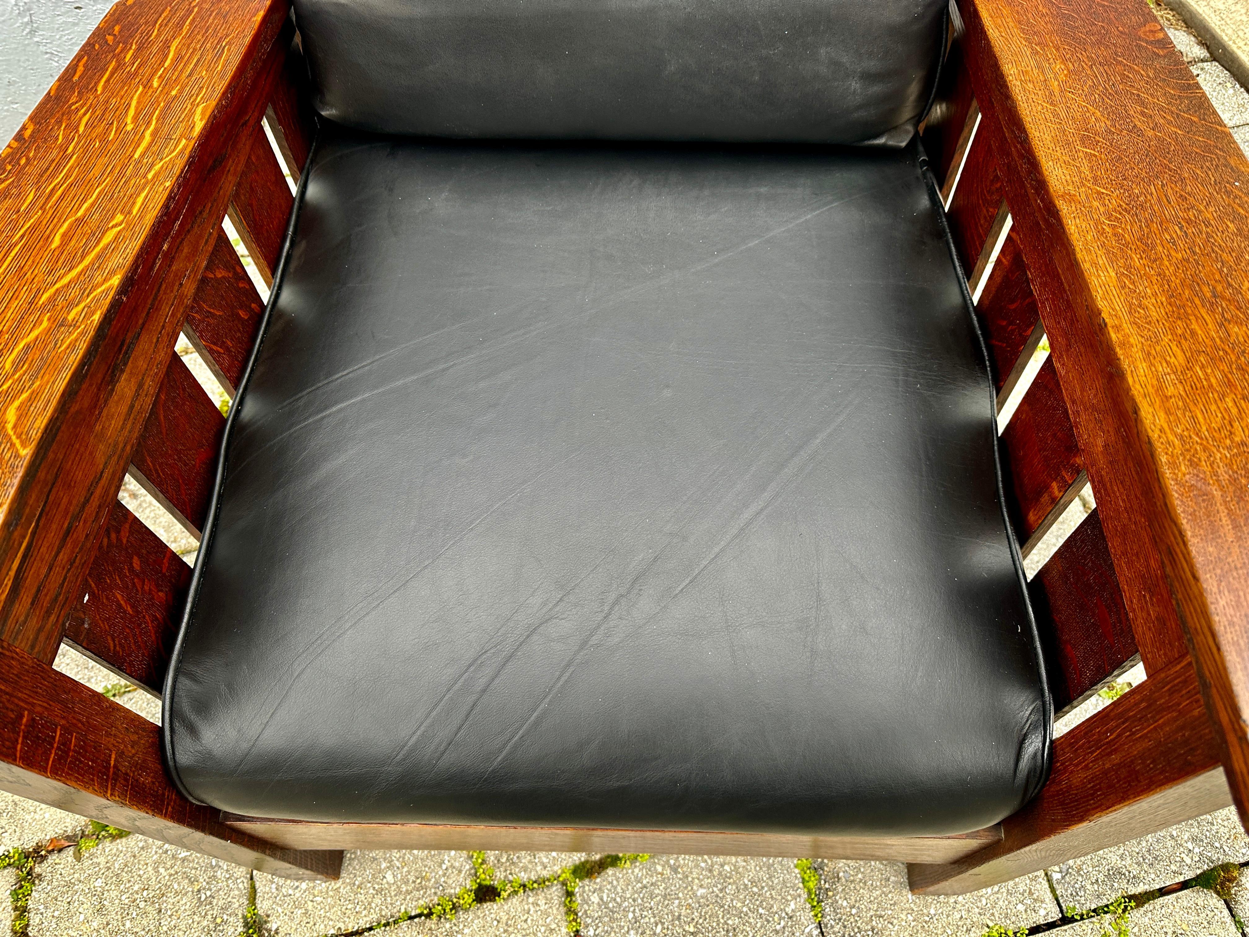 Antique SUPERB nice MASSIVE L&JG Stickley Chair with BENT ARM- W8090 11