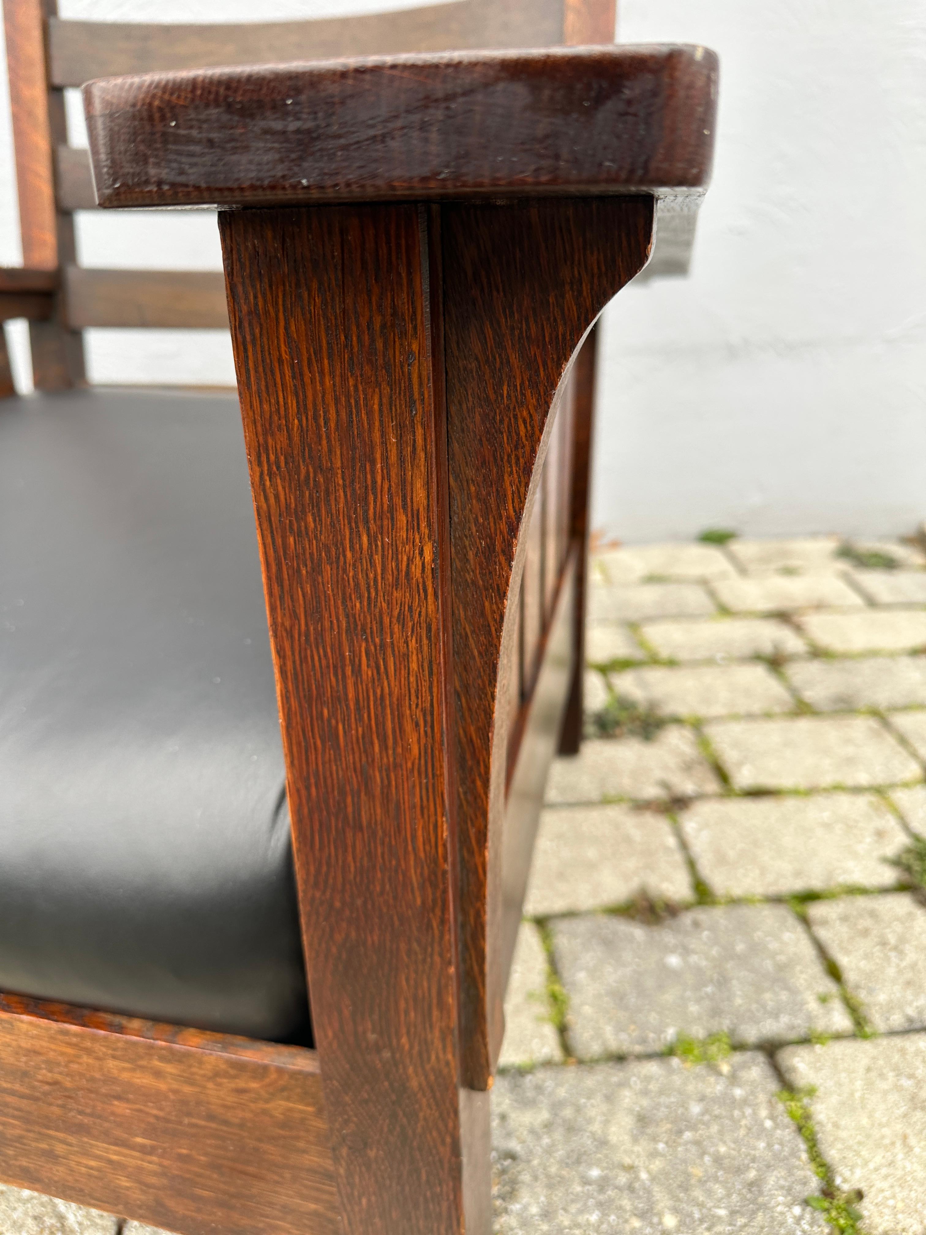 Antique SUPERB nice MASSIVE L&JG Stickley Chair with BENT ARM- W8090 12