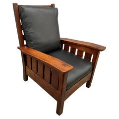 Antique SUPERB nice MASSIVE L&JG Stickley Chair with BENT ARM- W8090