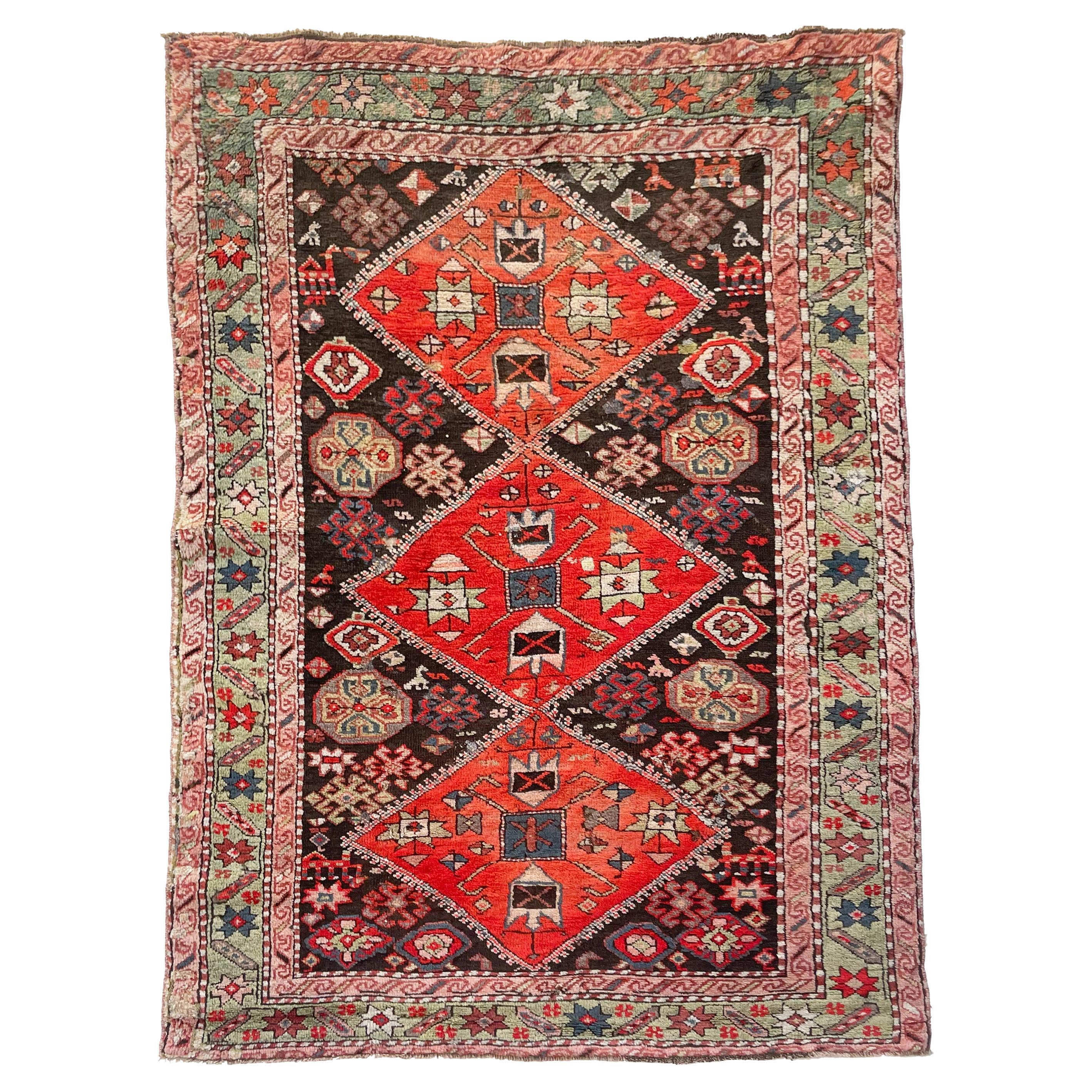 Alfombra caucásica antigua Supere Unique, circa 1930-40's en venta