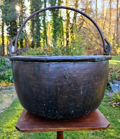 Antique Supper Large Heavy Solid Hammered Copper Bucket