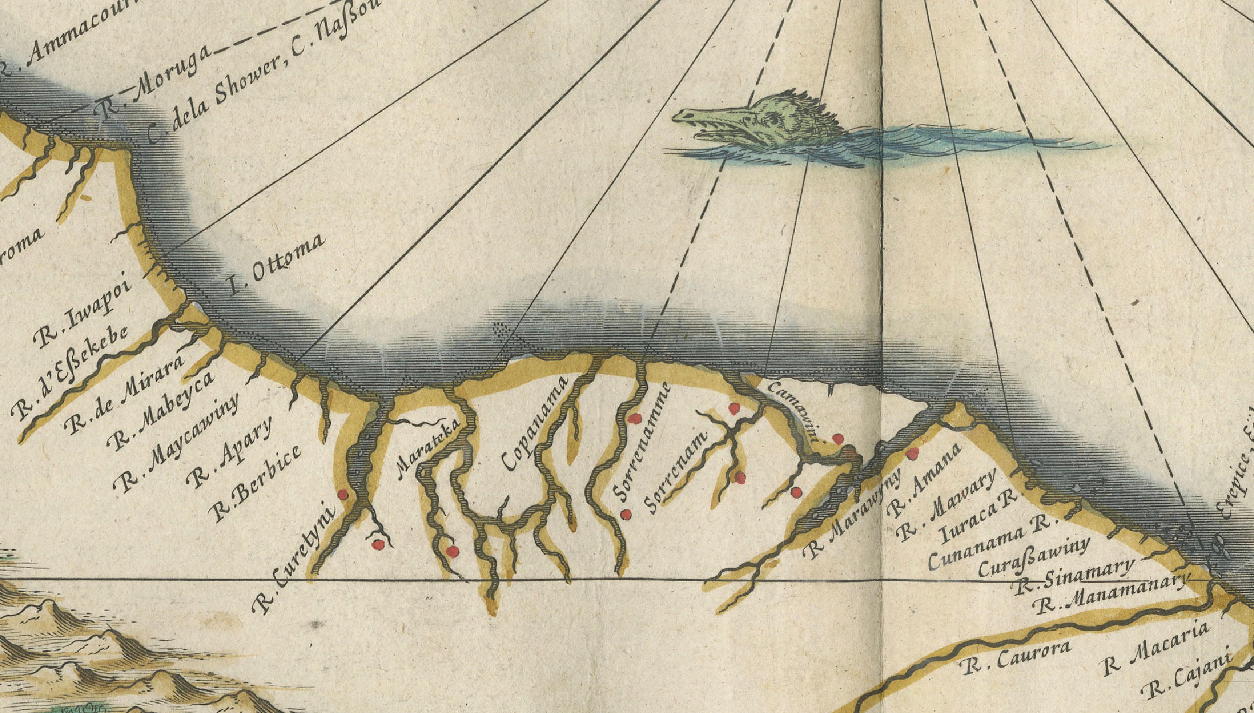 Antique Surinam & Guiana Map Blaeu c.1642 – Amazon, El Dorado