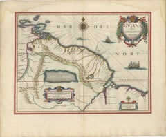 Antique Surinam & Guiana Map Blaeu c.1642 – Amazon, El Dorado
