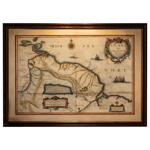 Antique Surinam & Guiana Map Blaeu c.1642 – Amazon, El Dorado