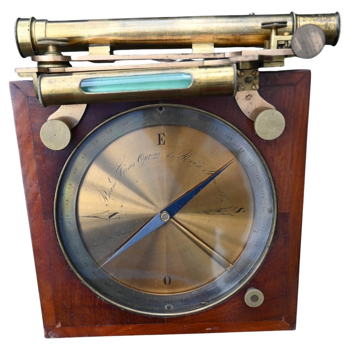 Antique Surveyor's Circumcompendium Signed Brand Frères, 1850-1880 For Sale