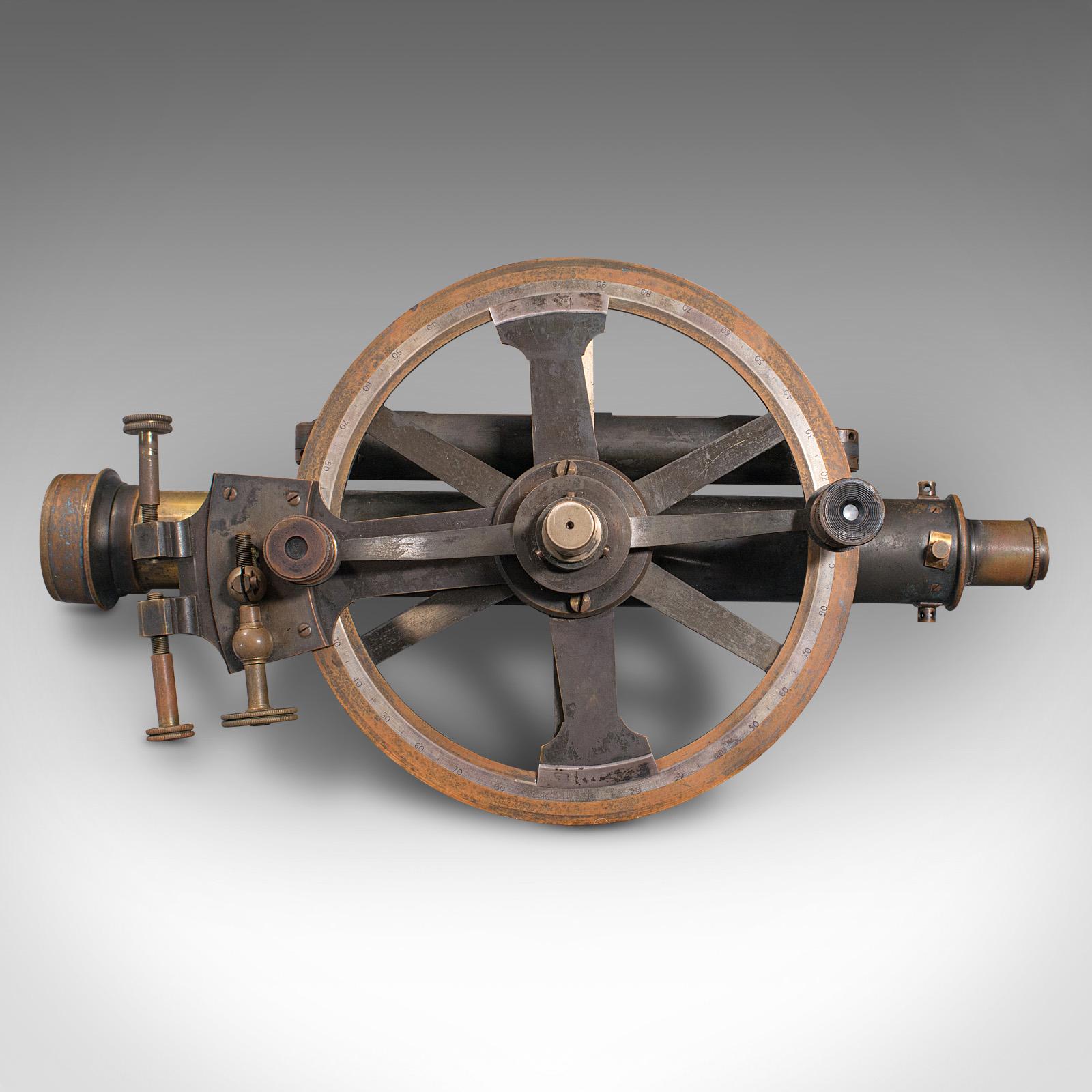 Antique Surveyor's Theodolite, English, Brass Compass, Oak Case, Edwardian, 1910 2