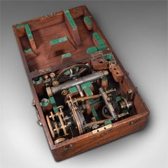 Antique Surveyor's Theodolite, English, Brass Compass, Oak Case, Edwardian, 1910
