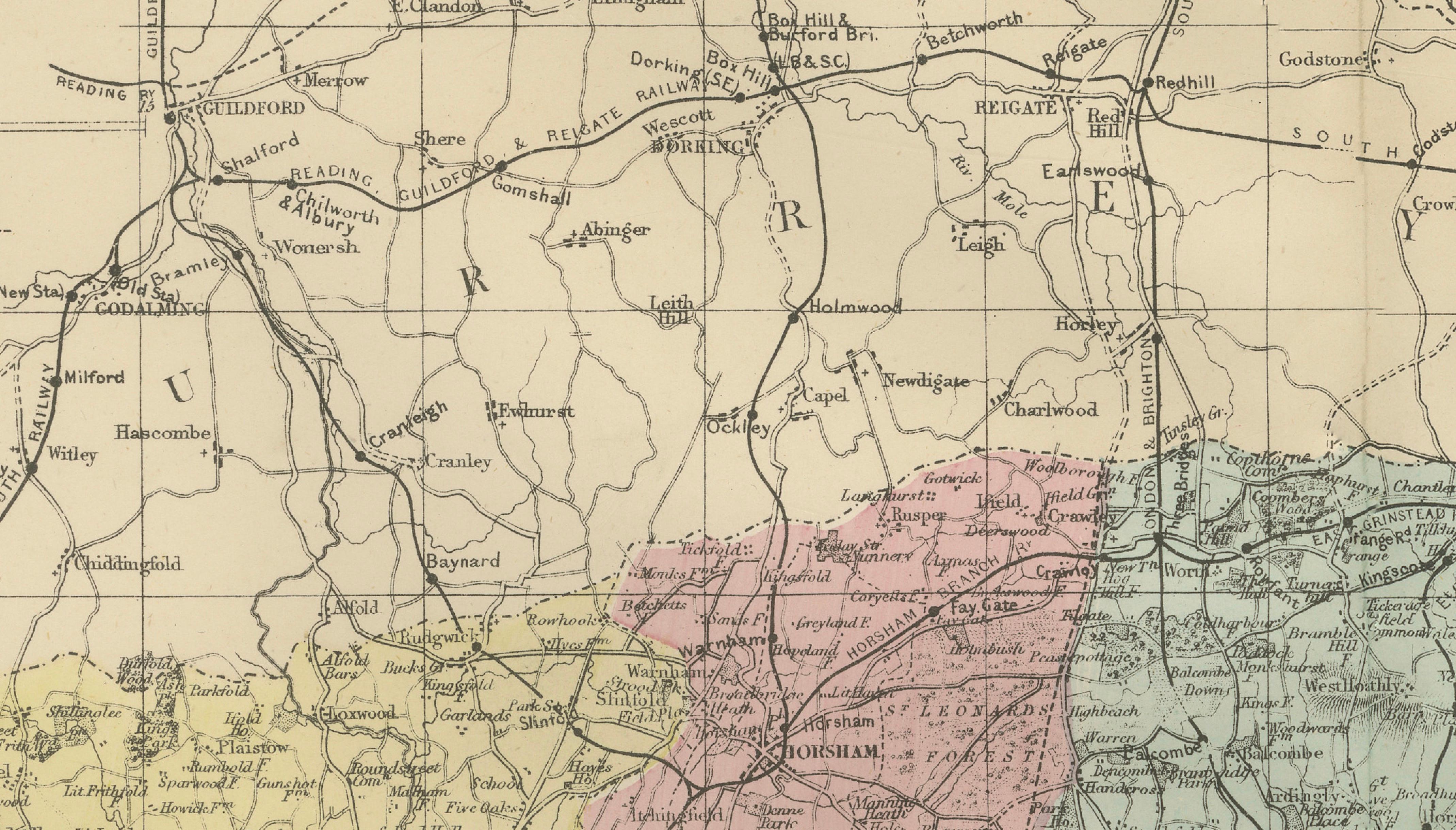 Antique Sussex Map, Brighton "London-by-the-Sea", Edward Weller 1885