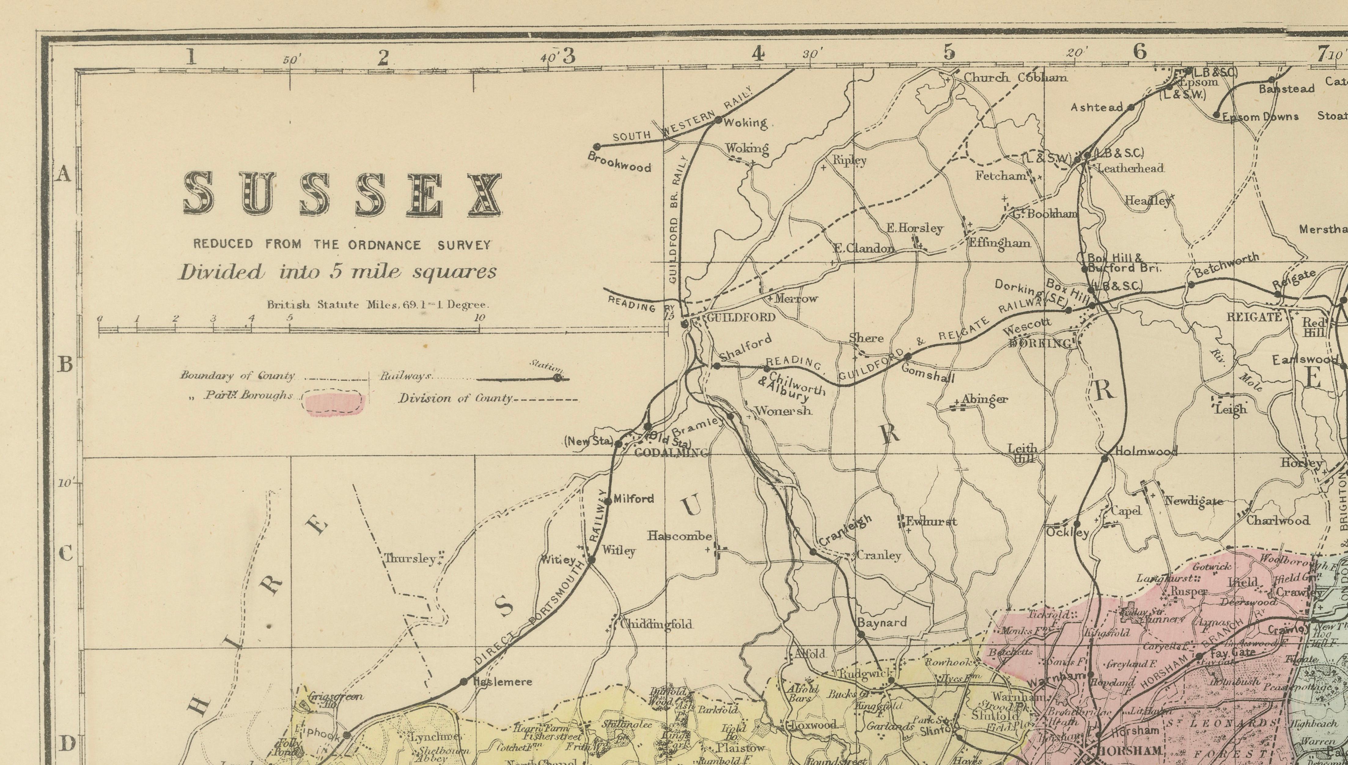 Antique Sussex Map, Brighton "London-by-the-Sea", Edward Weller 1885