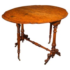 Ancienne table Sutherland, anglaise, ronce de noyer, 4 places, occasionnelle, victorienne