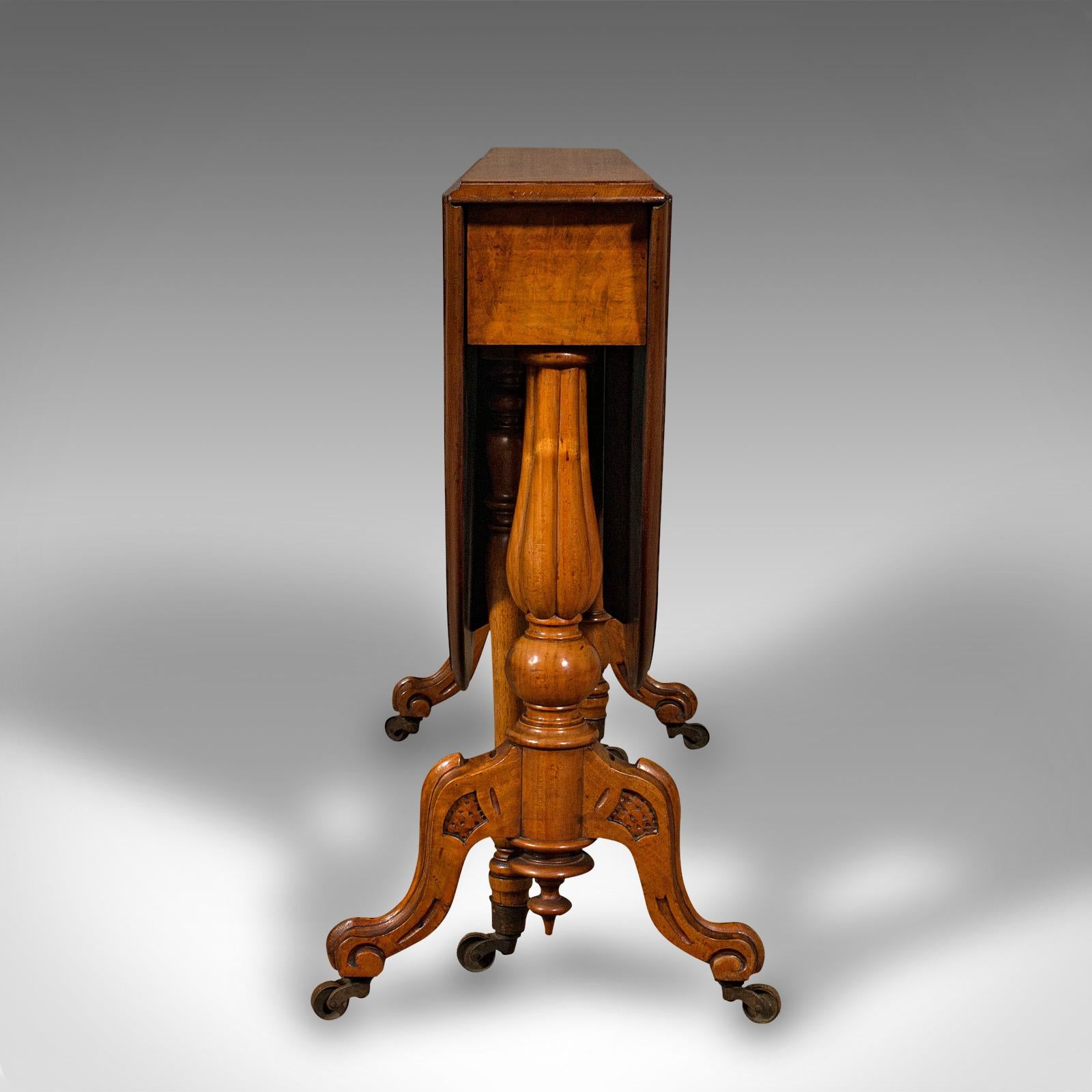 19th Century Antique Sutherland Table, English, Burr Walnut, Oval, Occasional, Victorian For Sale