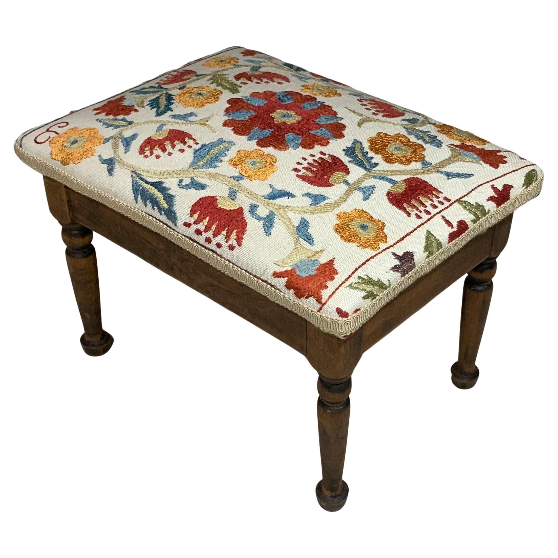 Victorian Wicker Beaded Foot Stool at 1stDibs