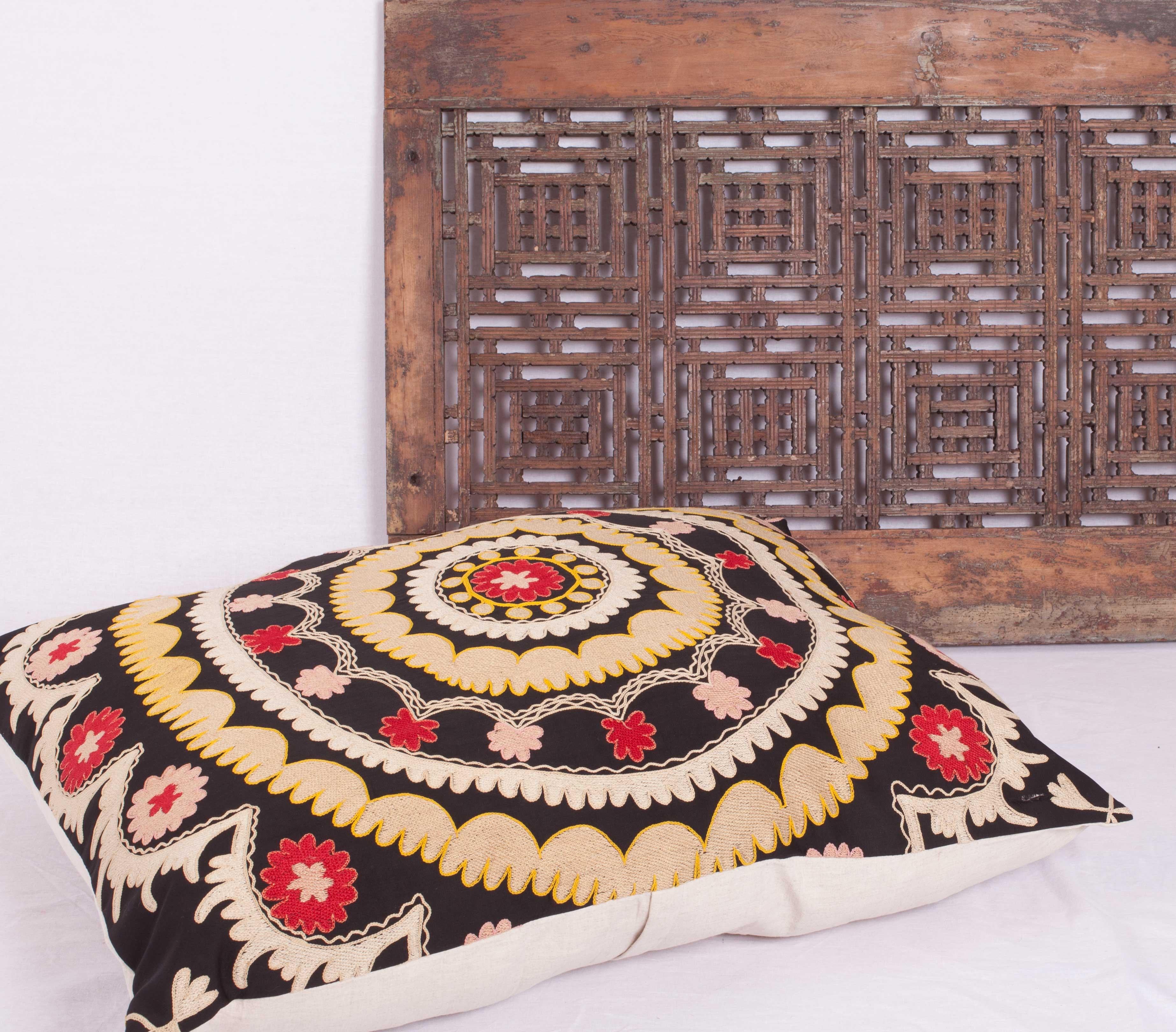 Silk Antique Suzani Cushion Cover Made from an early 20th century Samarkand Suzani