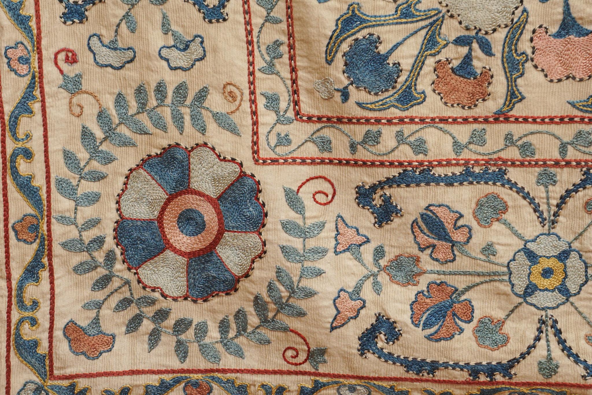 Antique Suzani Embroidered Textile For Sale 2