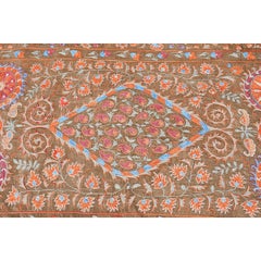 Antique Suzani Embroidery on Brown Ground