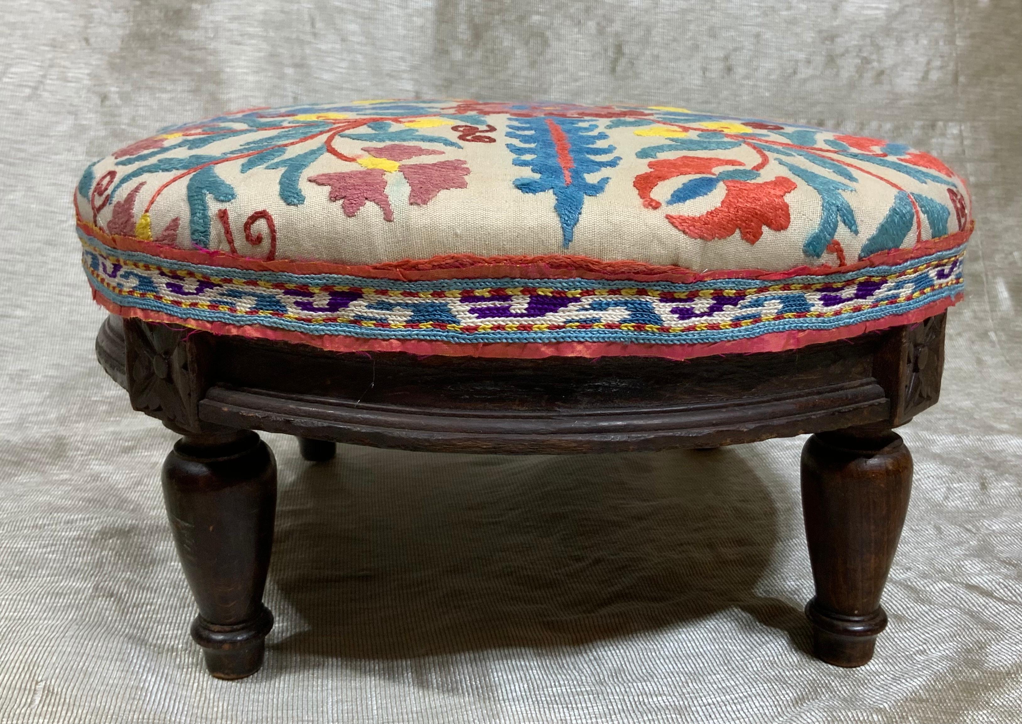 Early 20th Century Antique Suzani Foot Stool