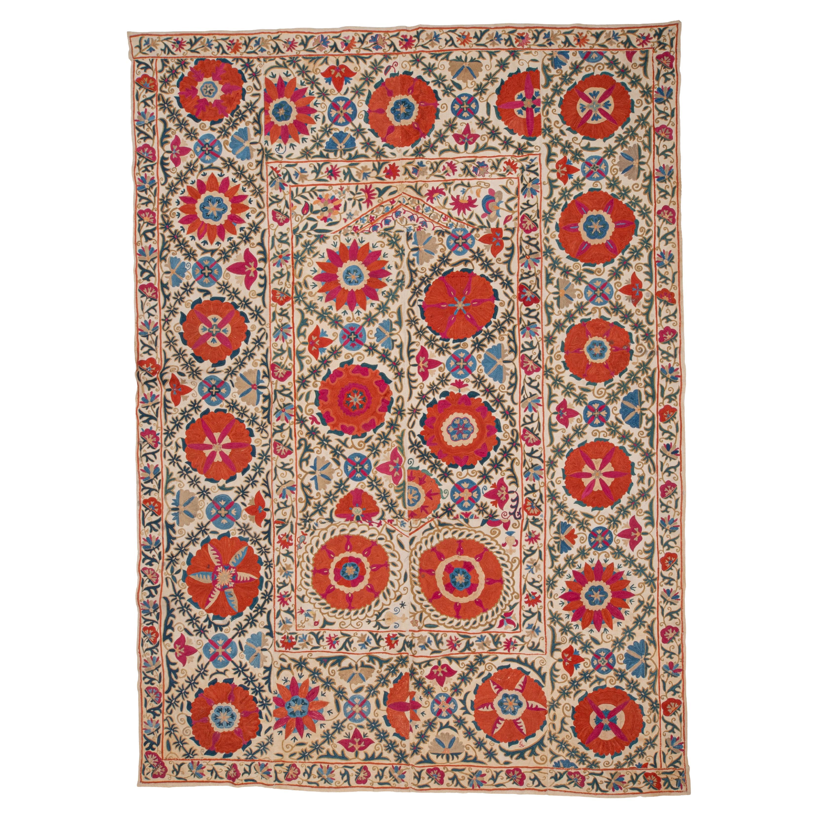 Antique Suzani Fragment, Bukhara, Uzbekistan, 19th C. For Sale
