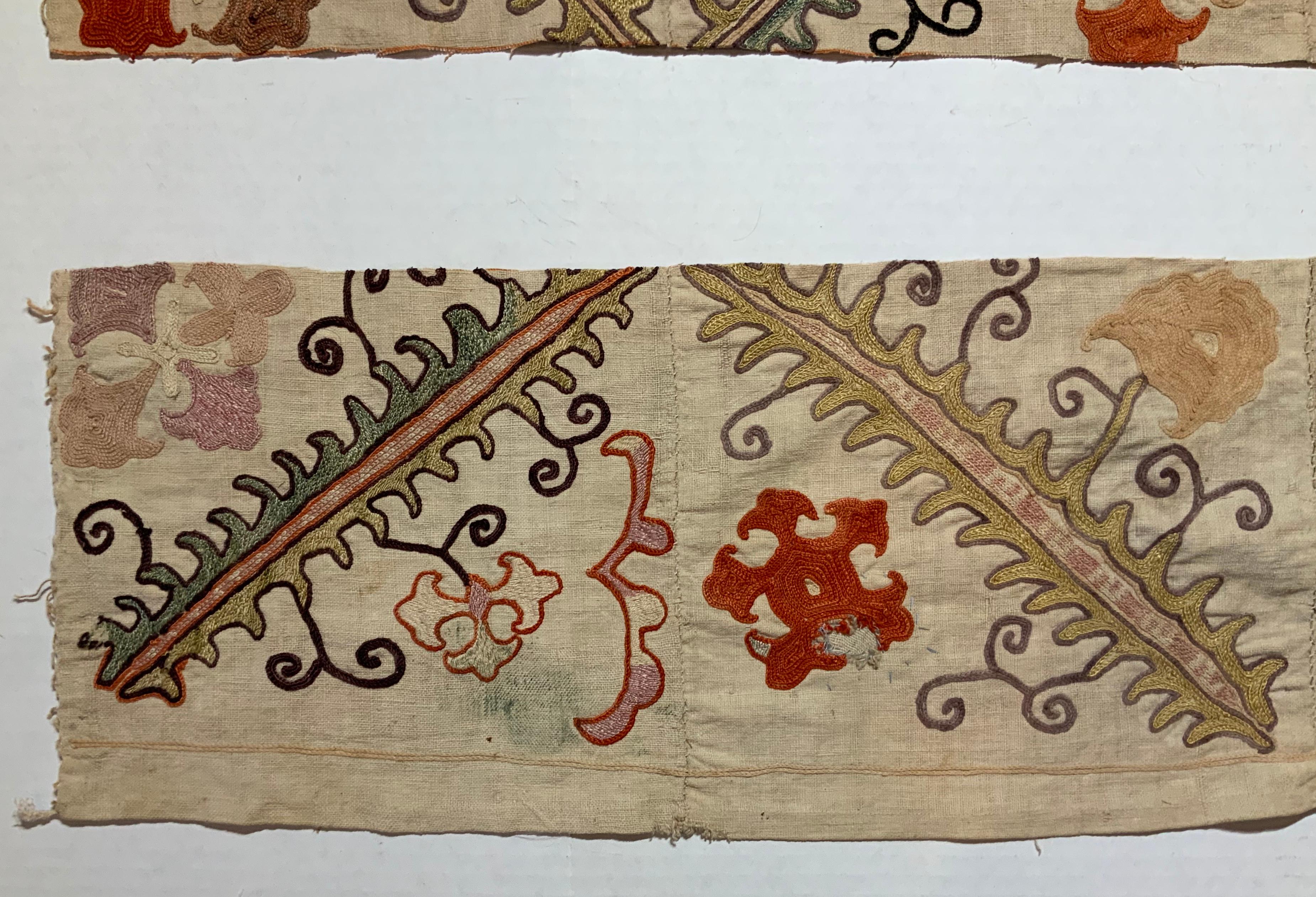 19th Century Antique Suzani Fragment Panels