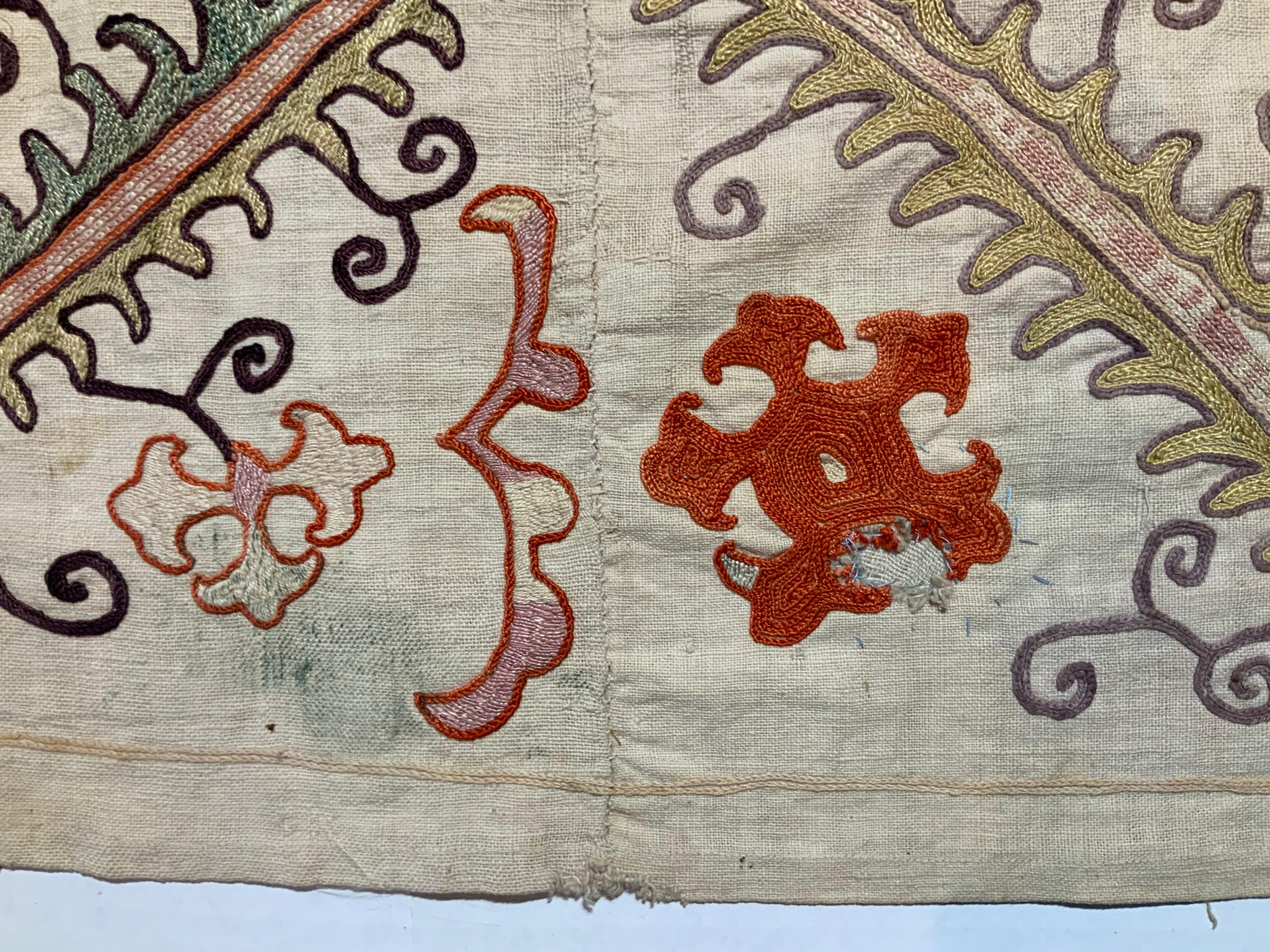 Wool Antique Suzani Fragment Panels