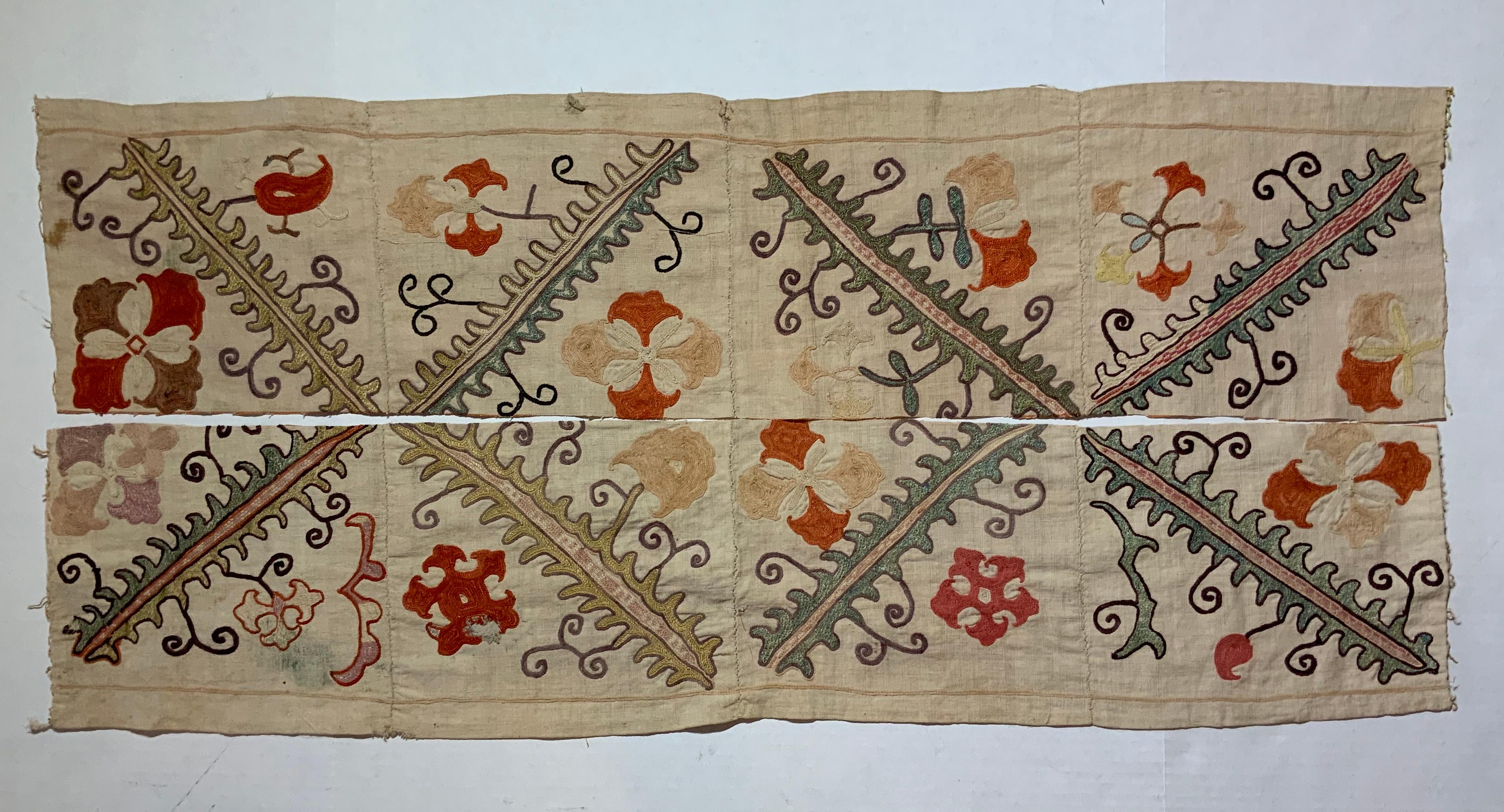 Antique Suzani Fragment Panels 1