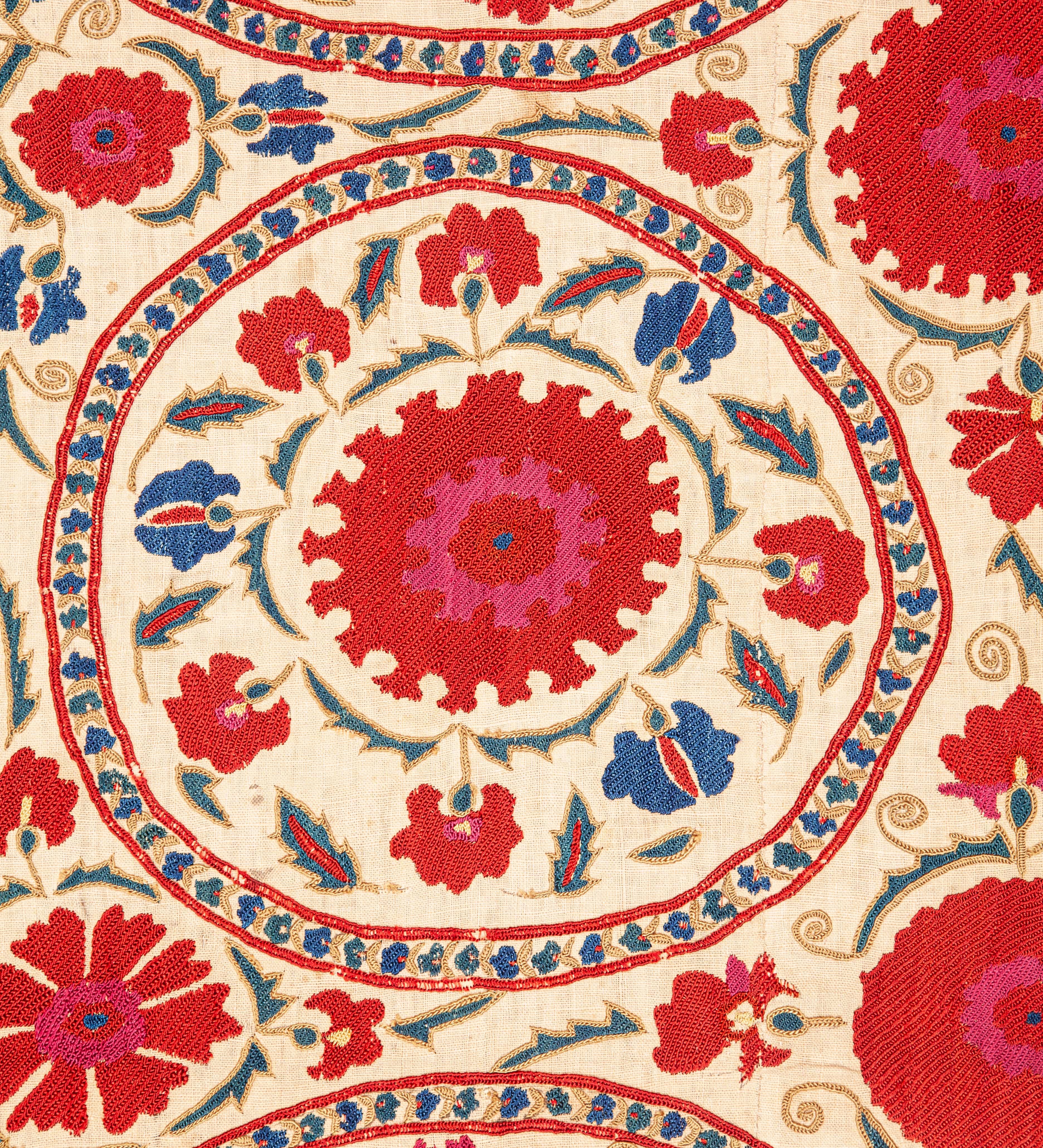 Hand-Woven Antique Suzani from Bukhara Uzbekistan, 19th Century