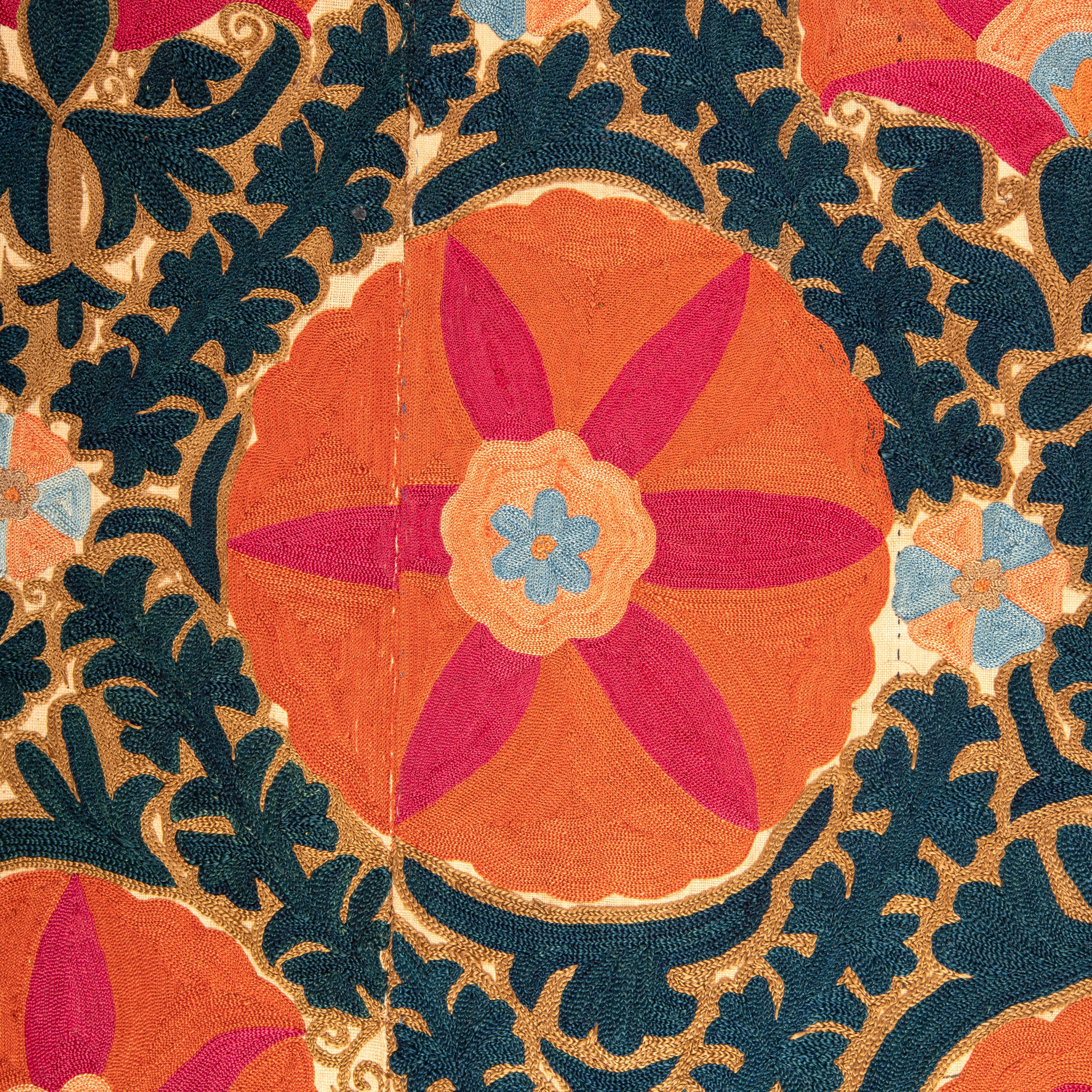 Cotton Antique Suzani from Bukhara, Uzbekistan, 19th C