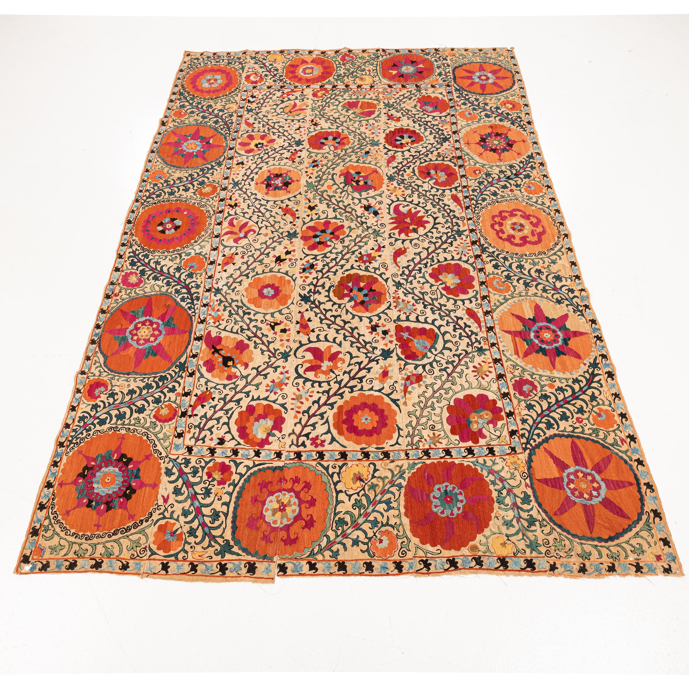 Islamic Antique Suzani from Bukhara, Uzbekistan, Mid 19th Century. For Sale
