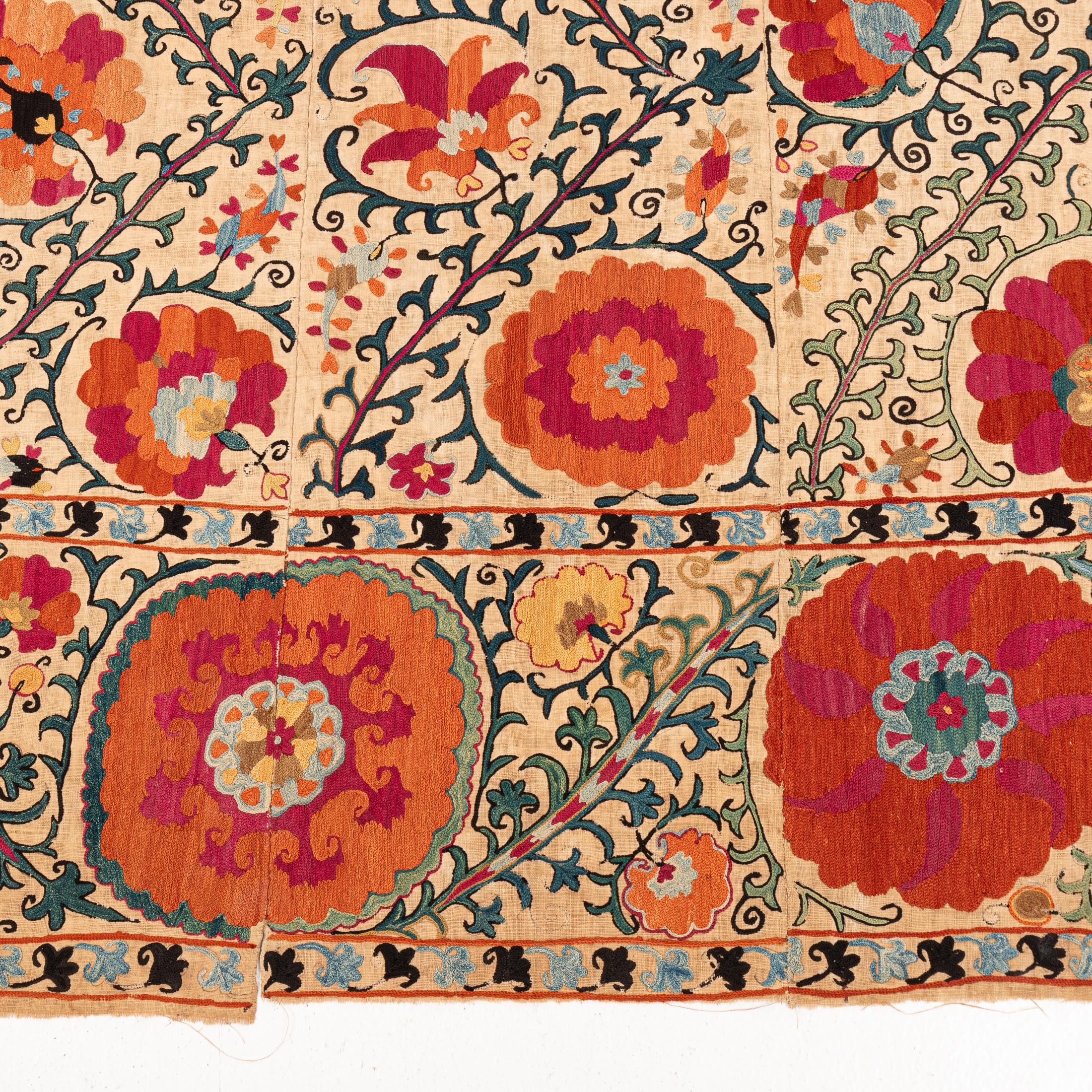 Embroidered Antique Suzani from Bukhara, Uzbekistan, Mid 19th Century. For Sale