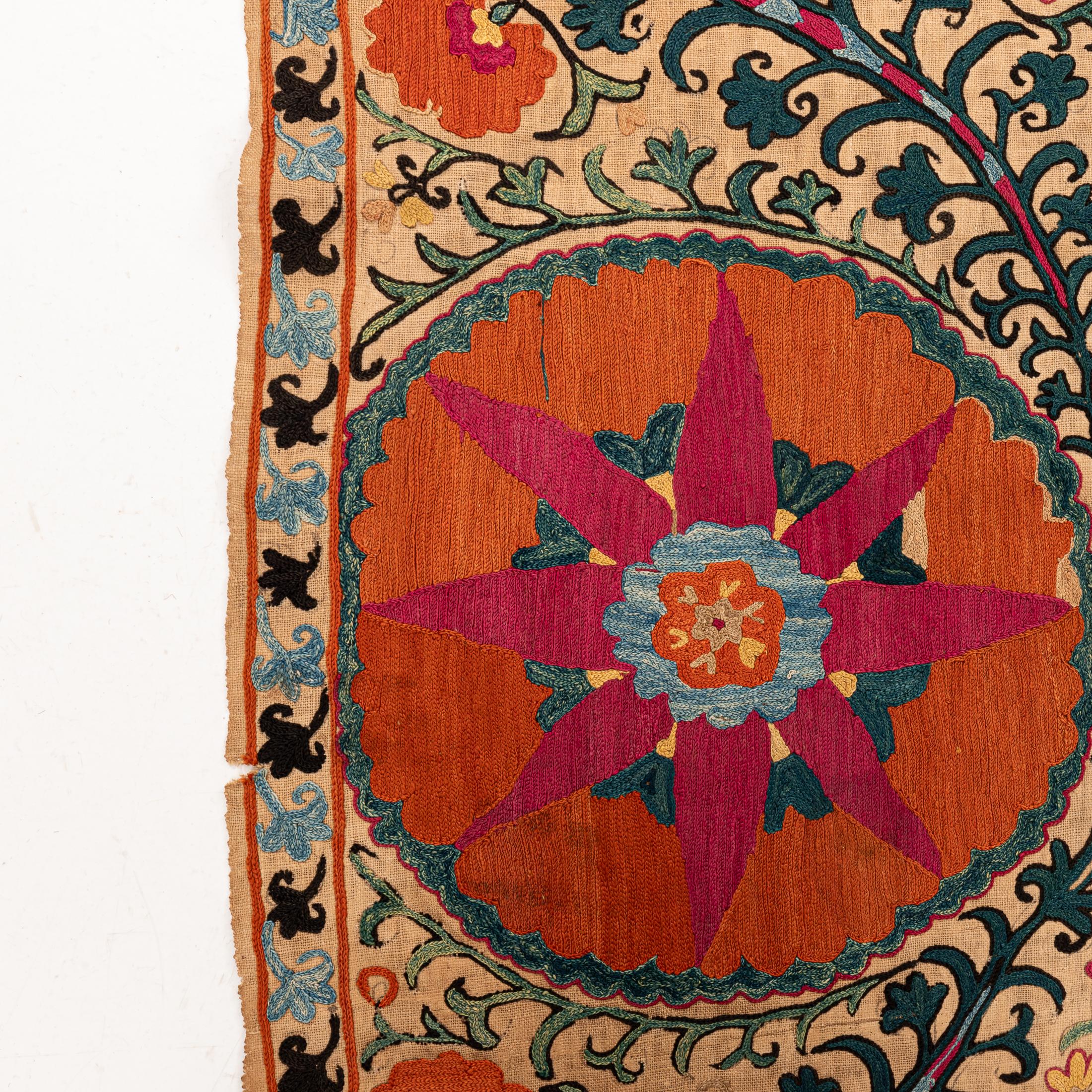Antique Suzani from Bukhara, Uzbekistan, Mid 19th Century. For Sale 2