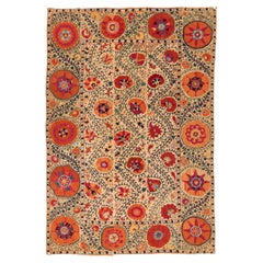 Antique Suzani from Bukhara, Uzbekistan, Mid 19th Century.