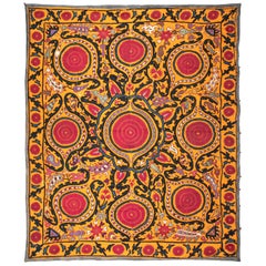 Antique Suzani from Djizak, Uzbekistan, Central Asia, Late 19th C