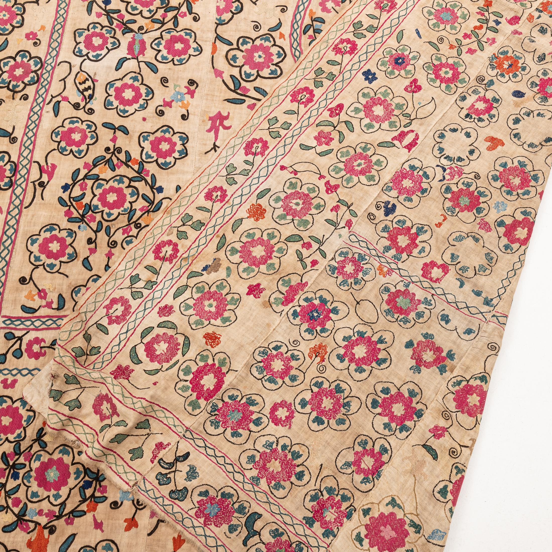 Antique Suzani from Ura Tube Tajikistan, 19th C. For Sale 4