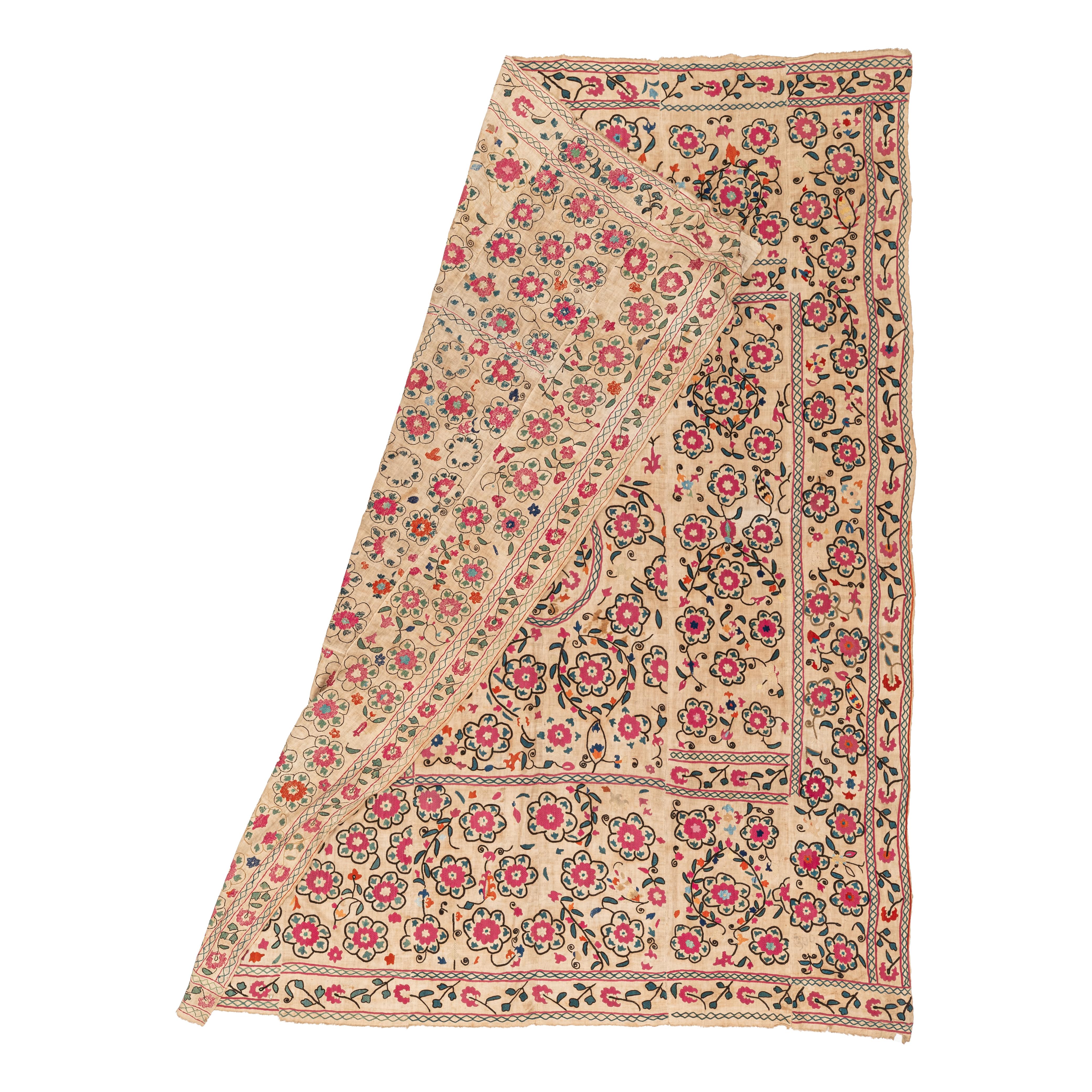 Islamic Antique Suzani from Ura Tube Tajikistan, 19th C. For Sale
