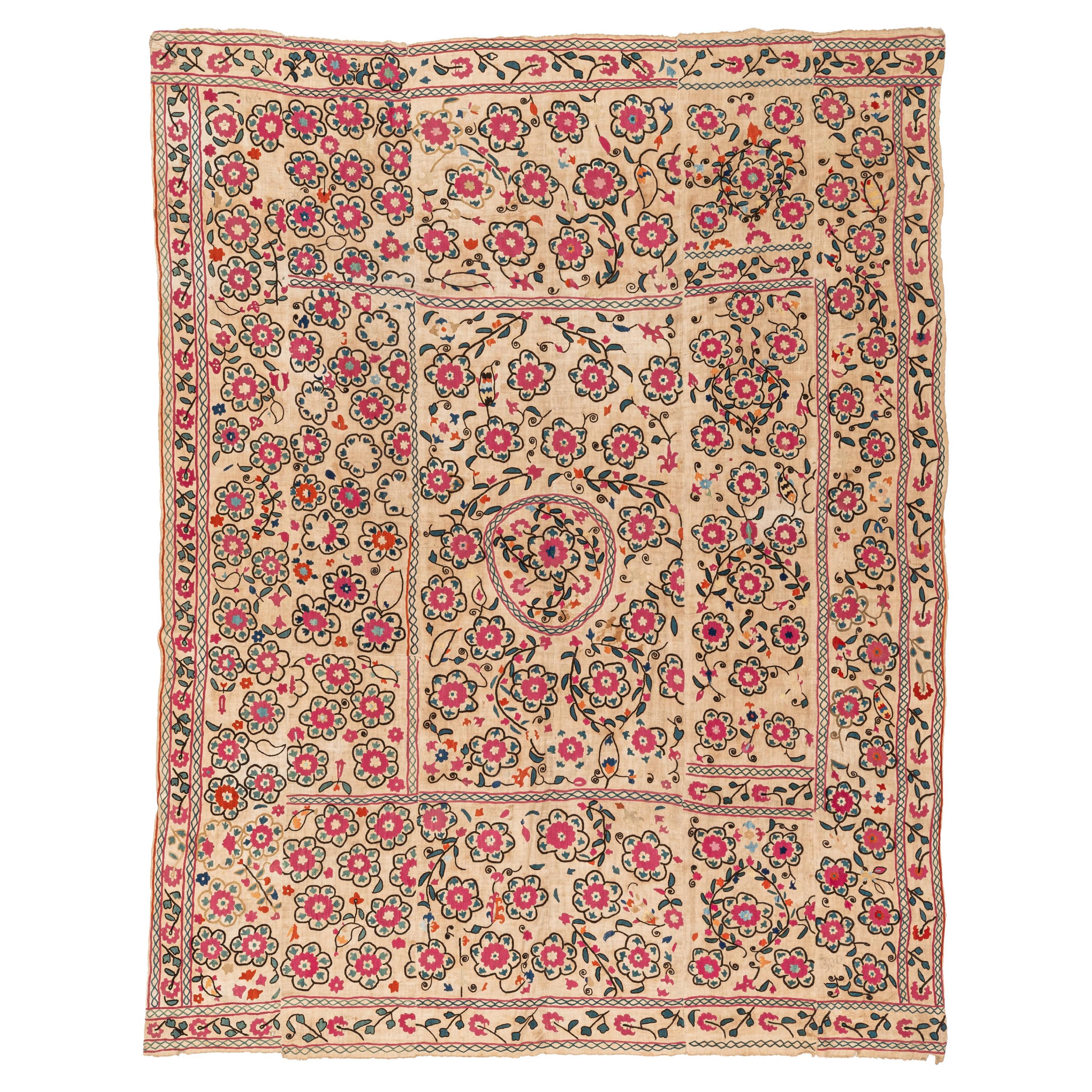 Antique Suzani from Ura Tube Tajikistan, 19th C. For Sale