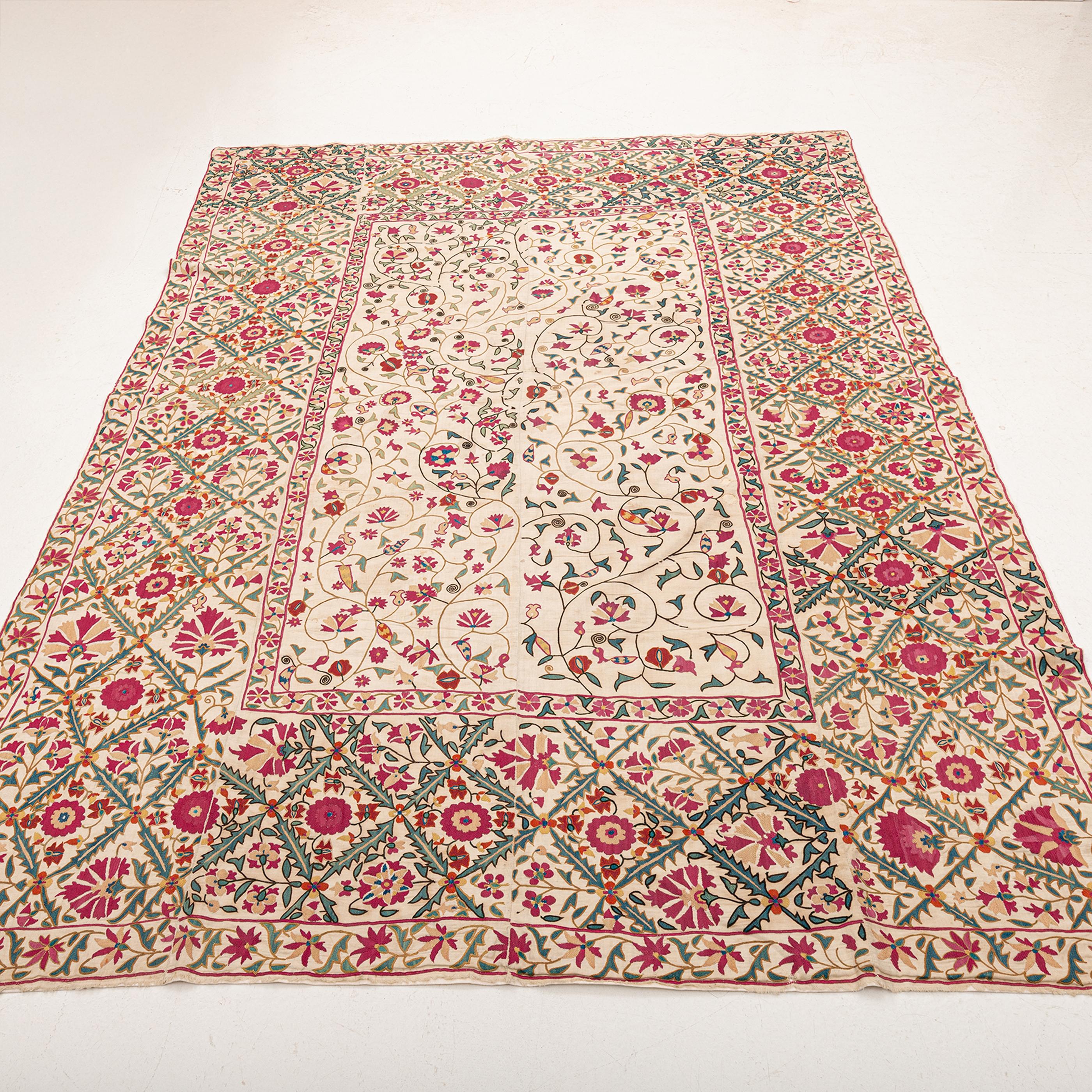 Tajikistani Antique Suzani from Ura Tube , Tajikistan, 19th Century.