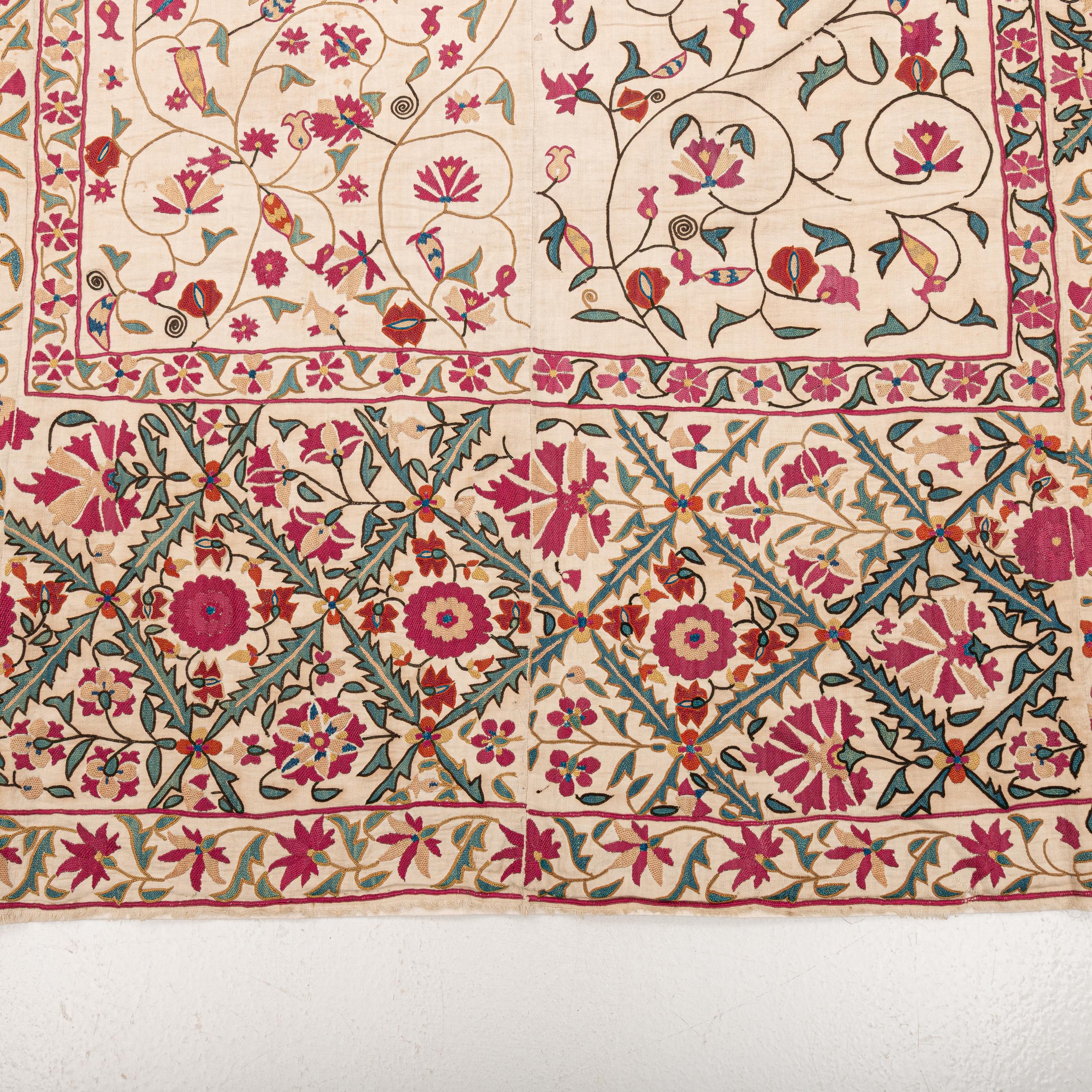 Embroidered Antique Suzani from Ura Tube , Tajikistan, 19th Century.