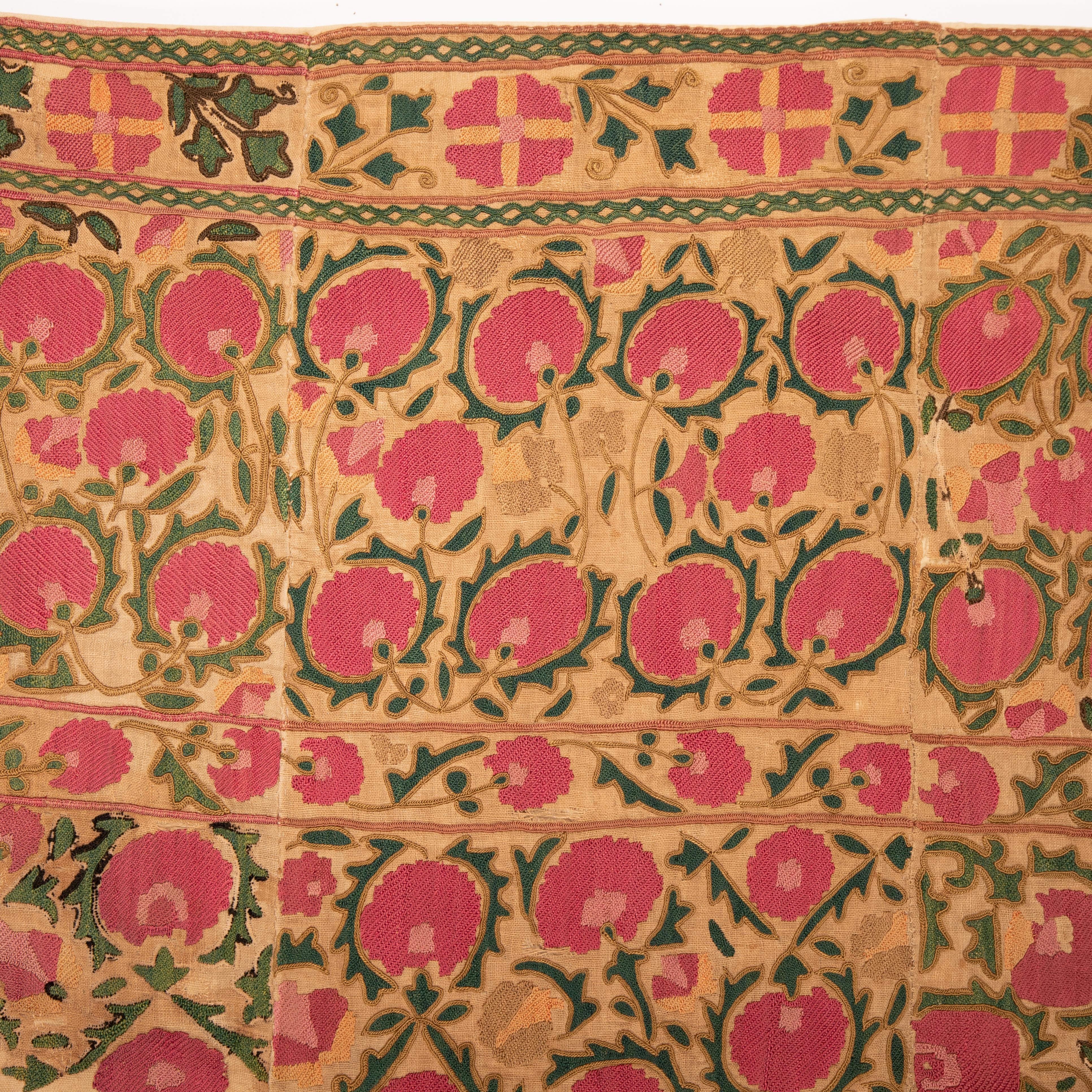 Silk Antique Suzani from Ura Tube , Tajikistan, Late 19th Century For Sale