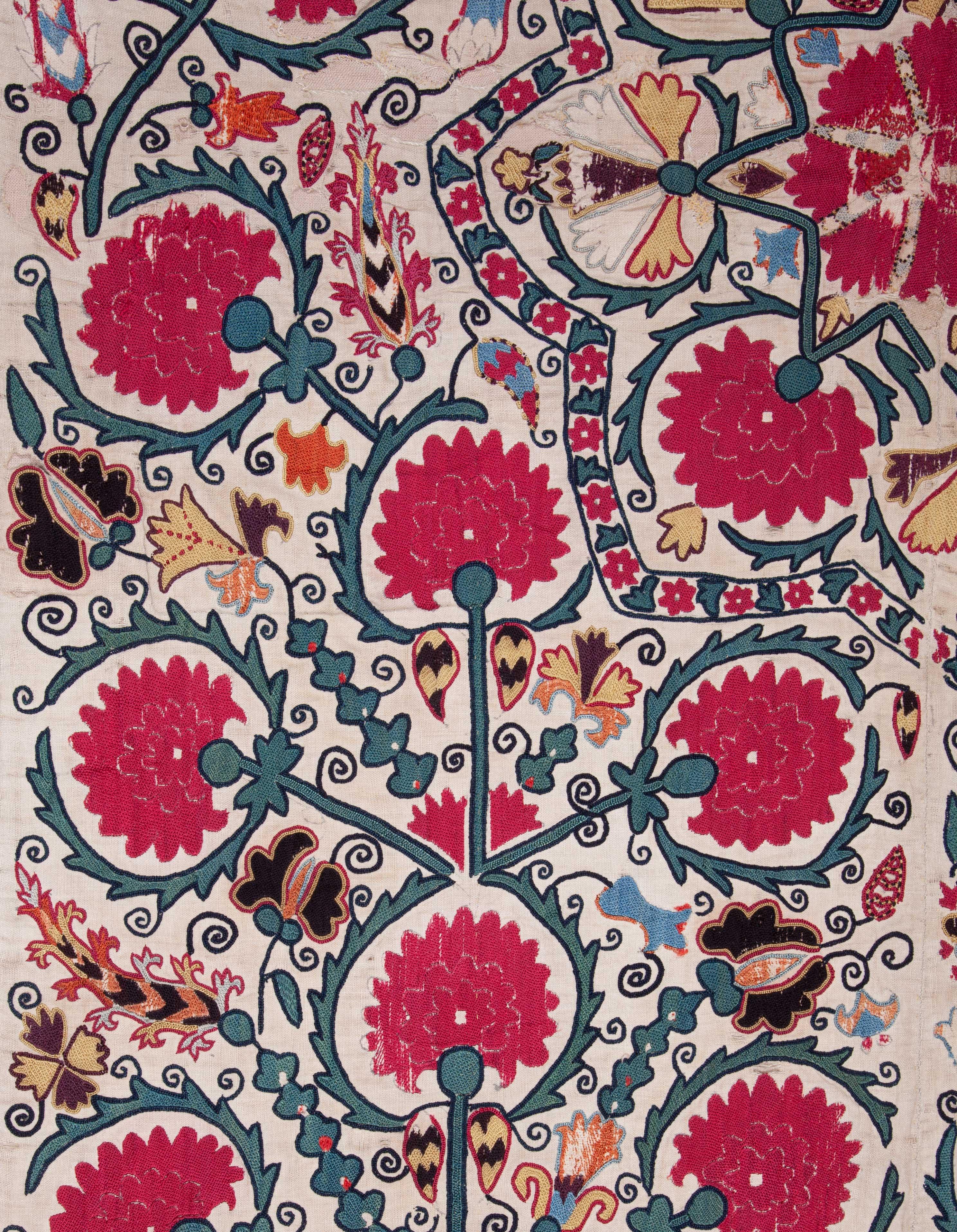 Silk Antique Suzani from Ura Tube, Tajikistan, Mid-19th Century