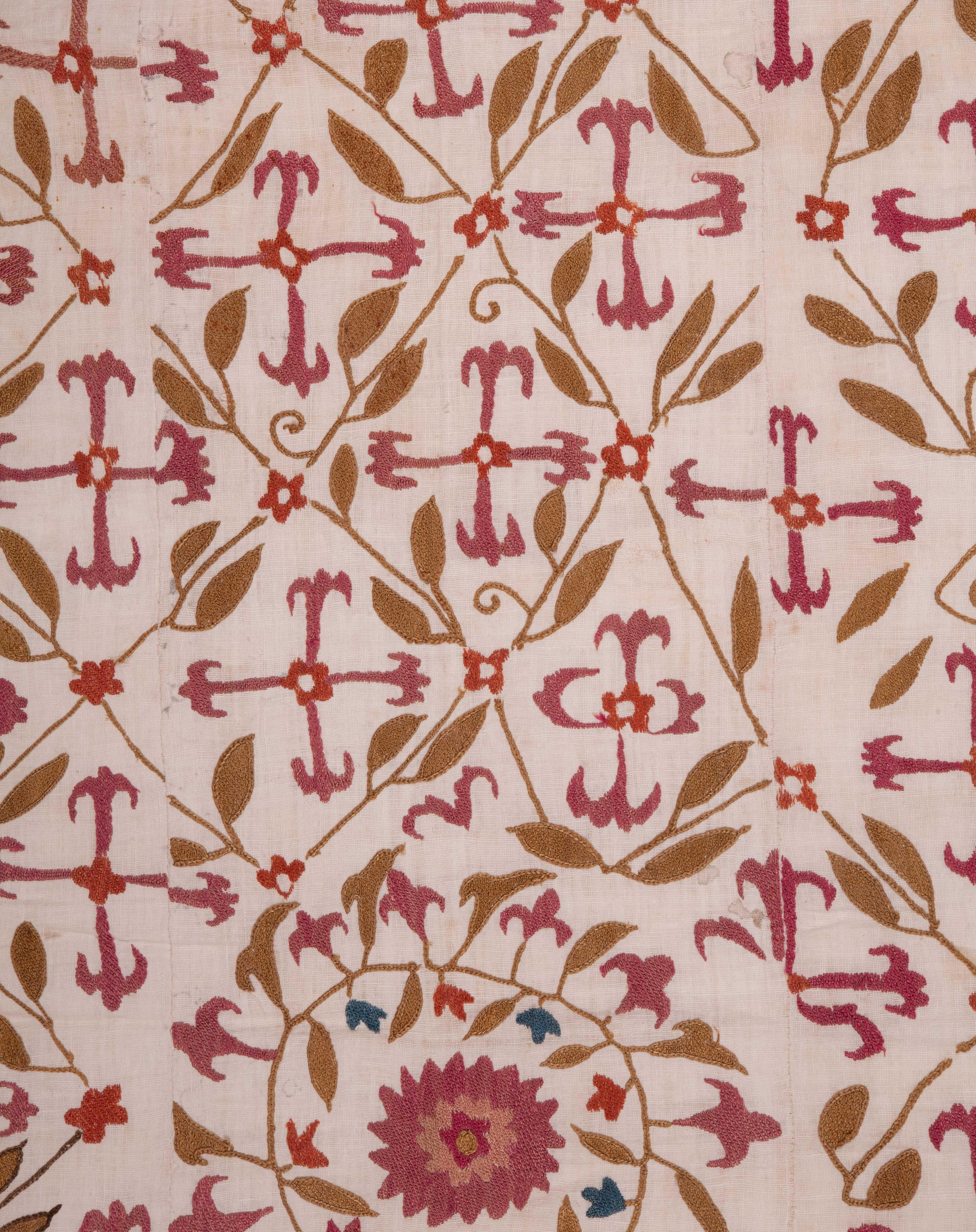 Silk Antique Suzani from Ura Tube, Tajikistan, Central Asia, Late 19th Century For Sale