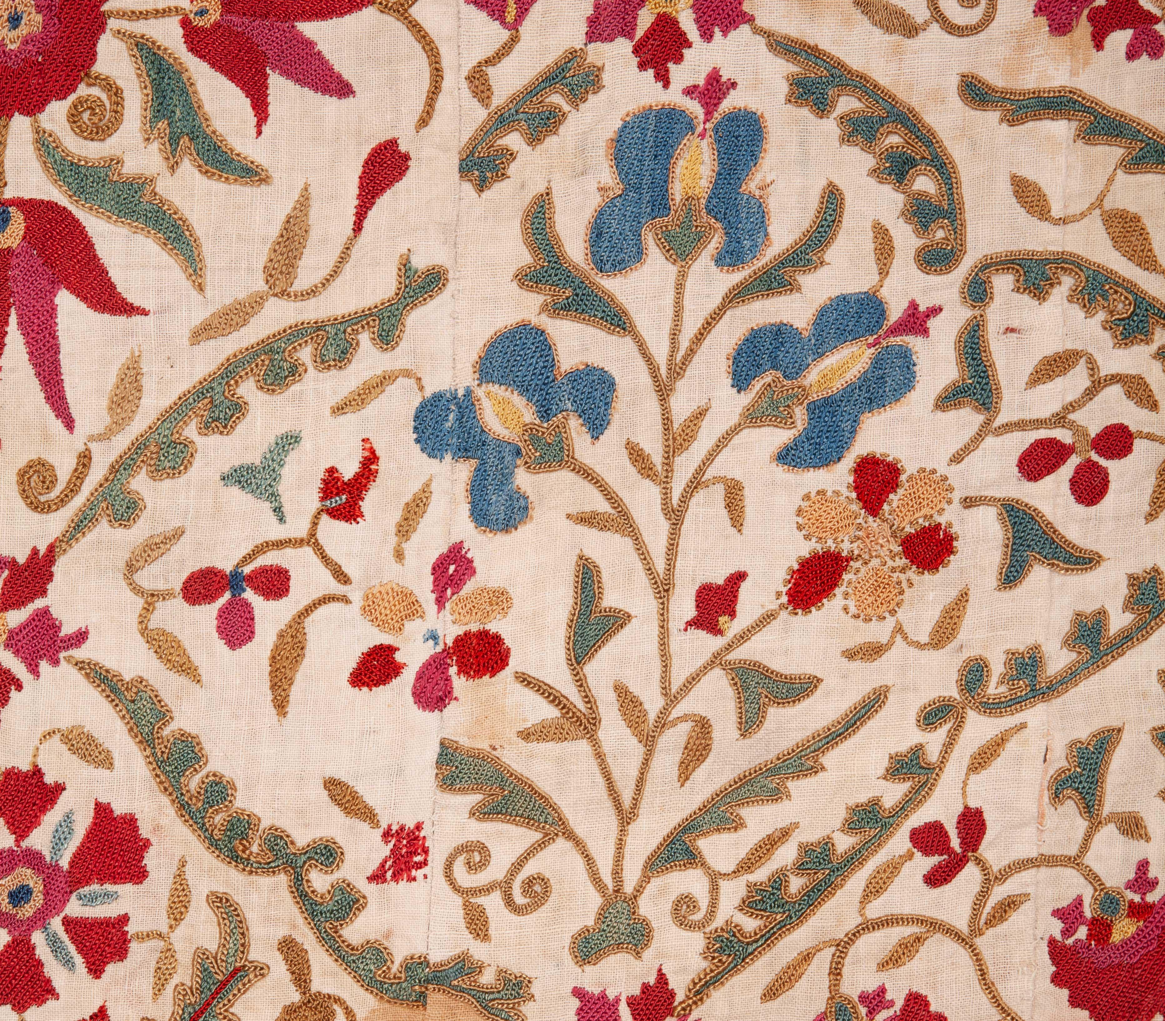 Silk Antique Suzani from Uzbekistan, Central Asia, 19th Century