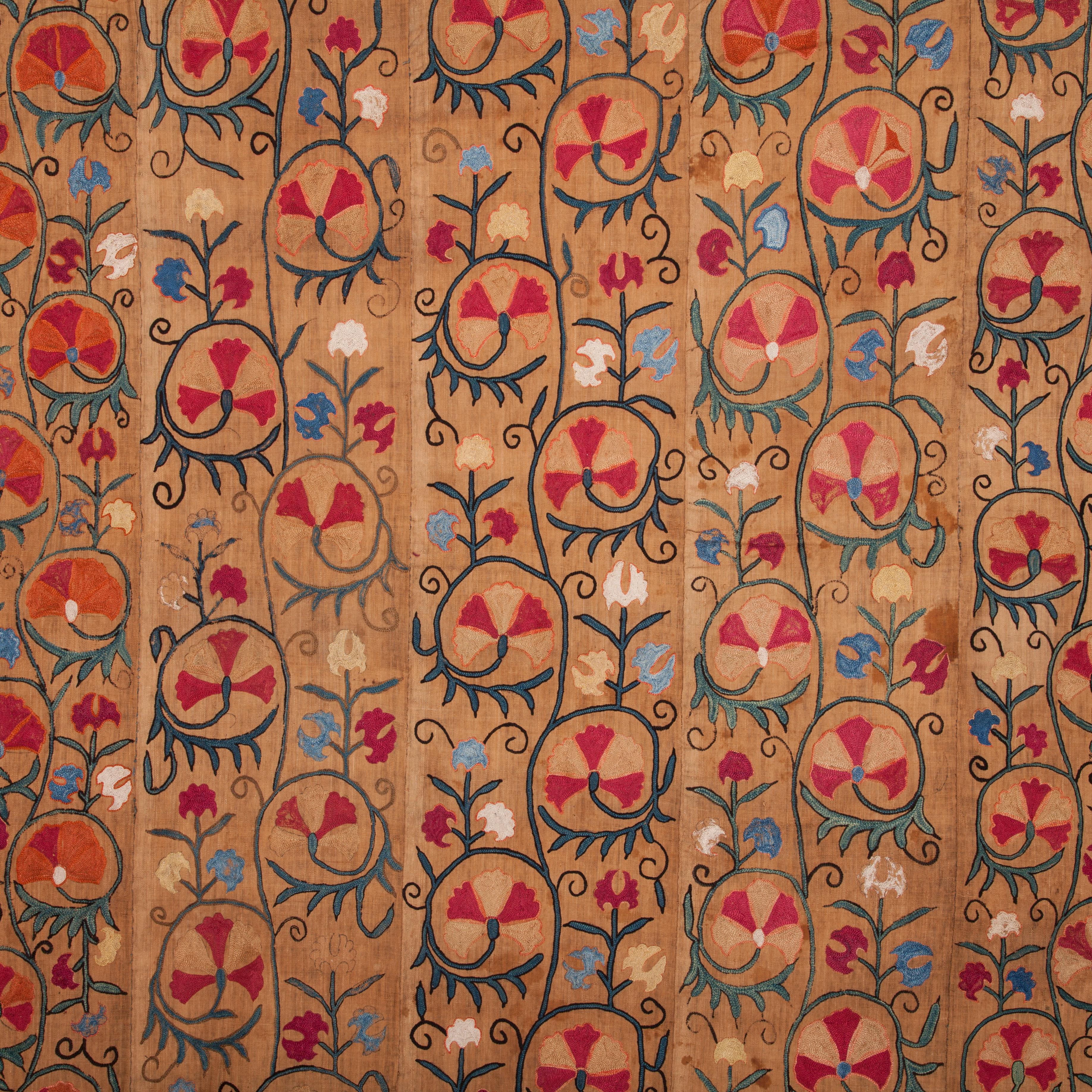 Embroidered Antique Suzani from Uzbekistan, Central Asia, 19th Century For Sale