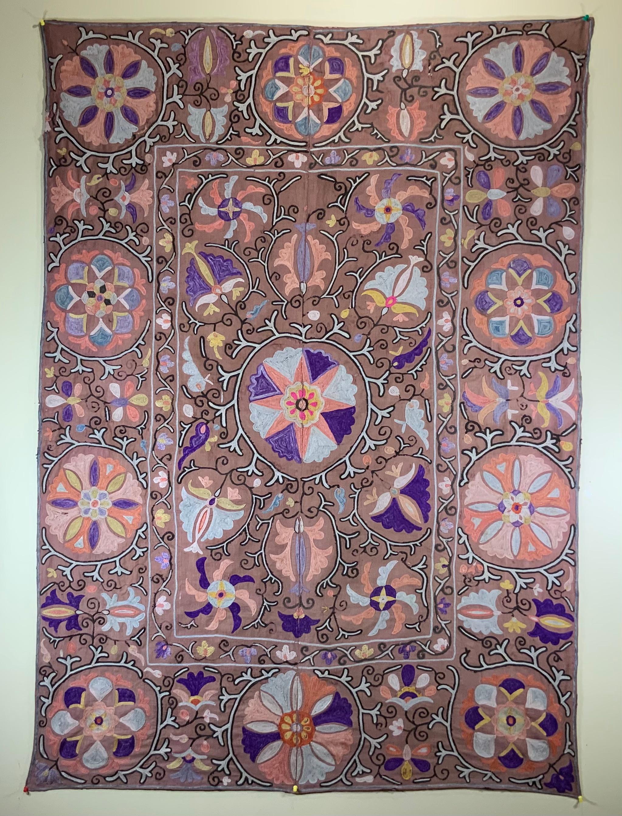 Antique Suzani Panel Wall Hanging 10