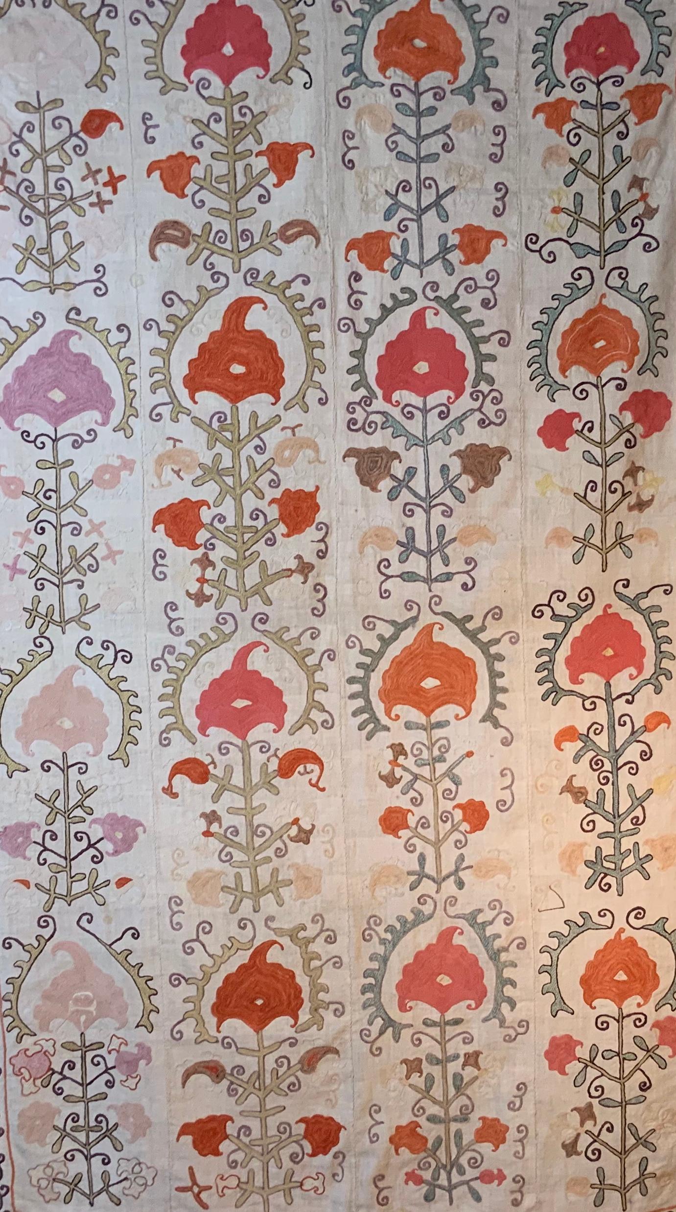 Uzbek Antique Suzani Panel Wall Hanging