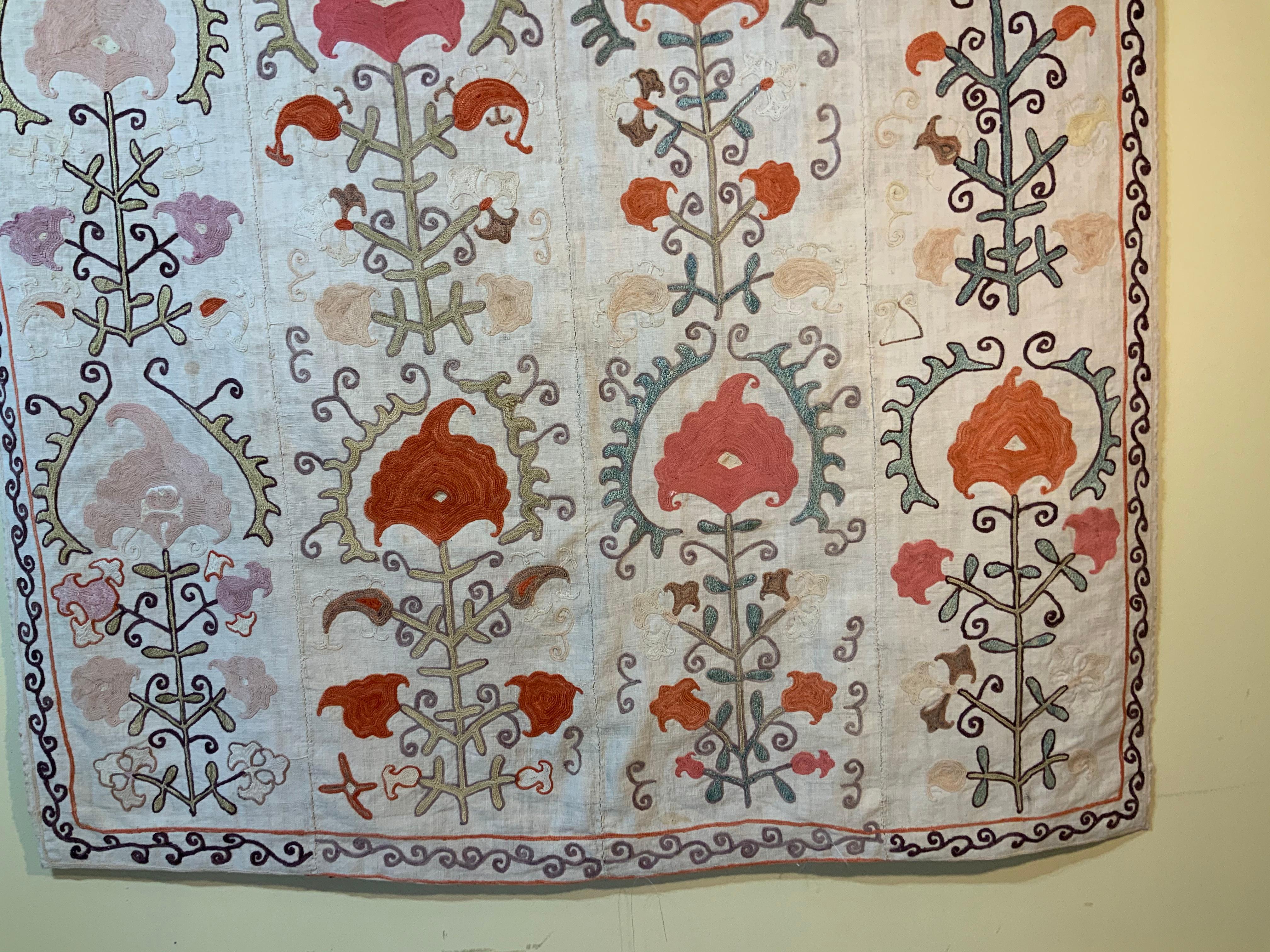 Wool Antique Suzani Panel Wall Hanging