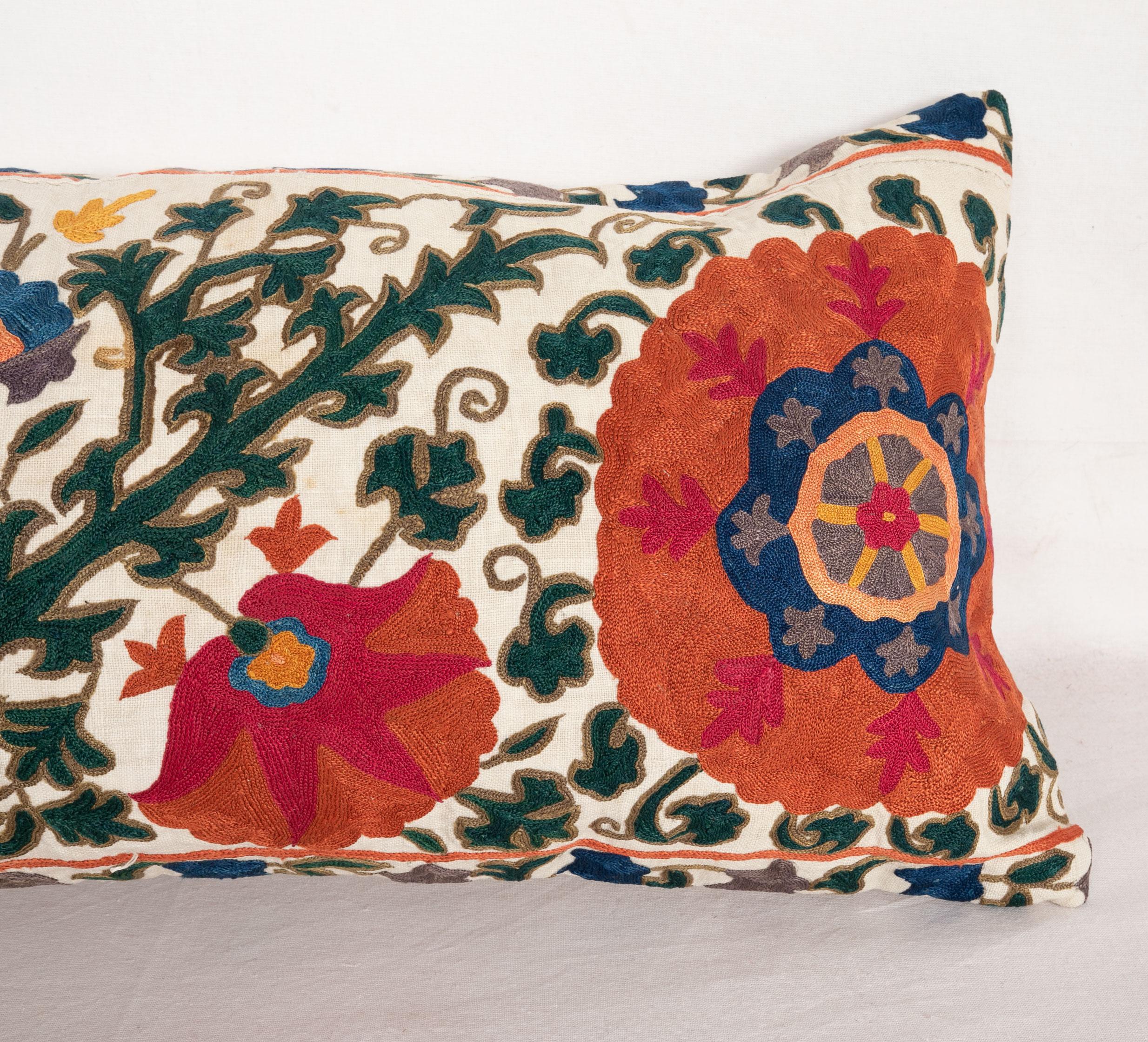 Silk Antique Suzani Pillow Case Fashioned from a 19th Century Suzani from Uzbekistan