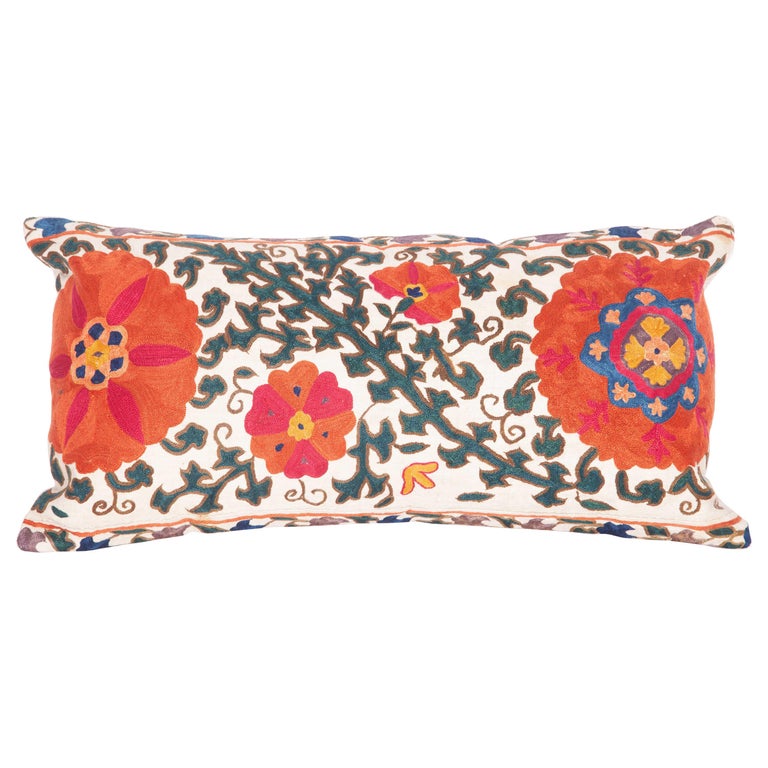 Antique Suzani Pillow Case Fashioned from a 19th Century Suzani from Uzbekistan For Sale