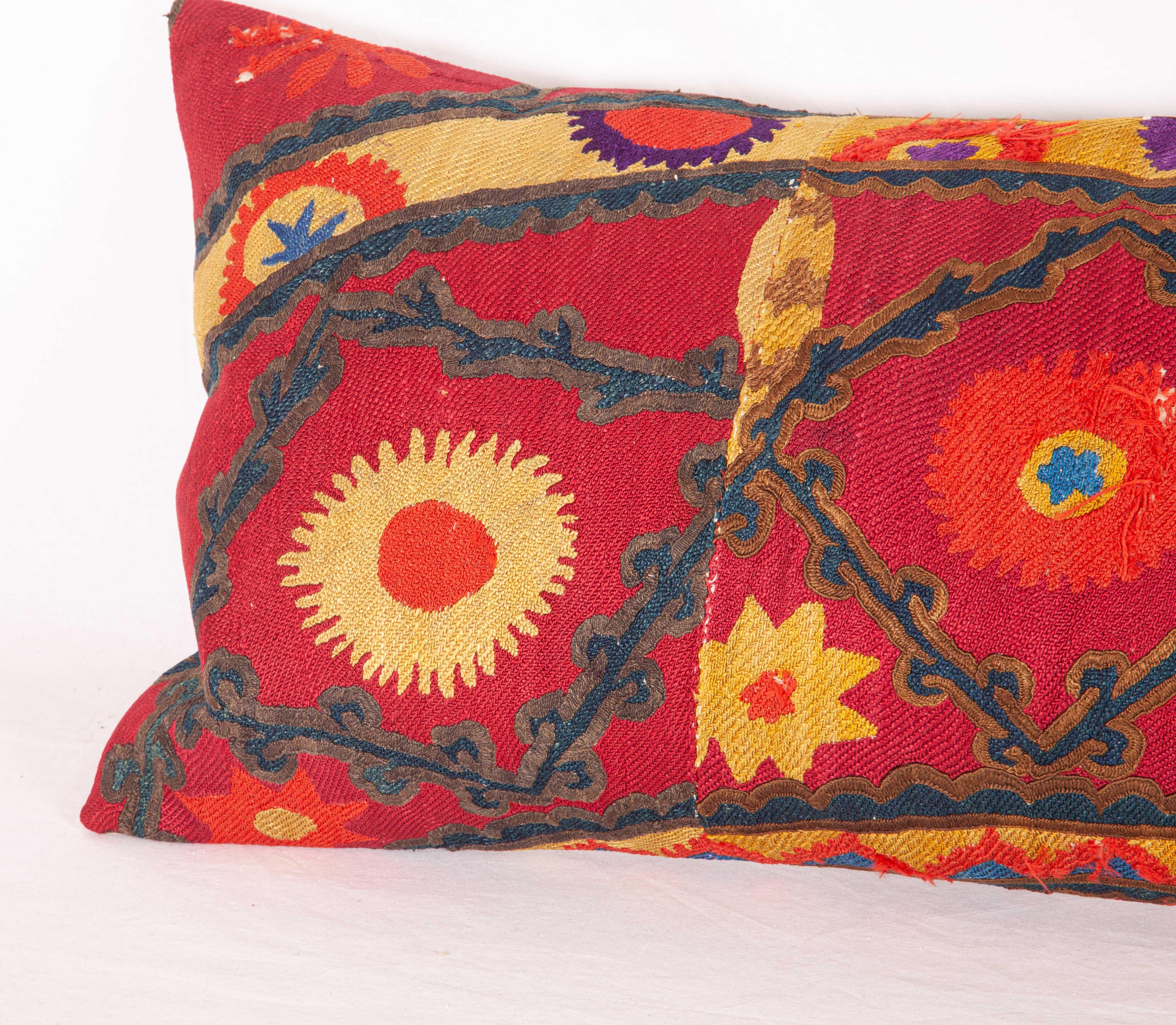 Uzbek Antique Suzani Pillow Case Fashioned from a Late 19th Century Pishkent Suzani For Sale
