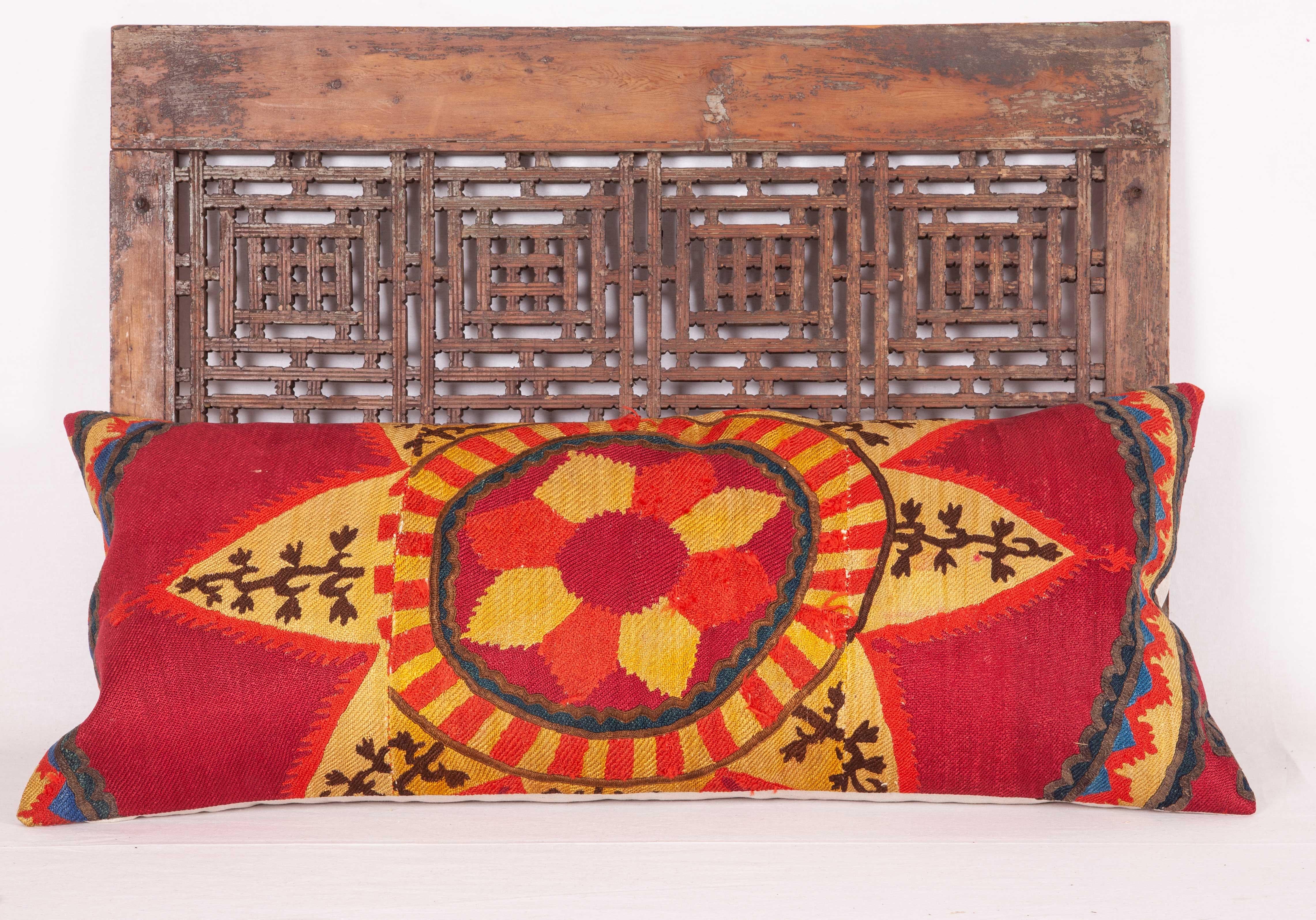 Uzbek Antique Suzani Pillow Case Fashioned from a Late 19th Century Pishkent Suzani For Sale